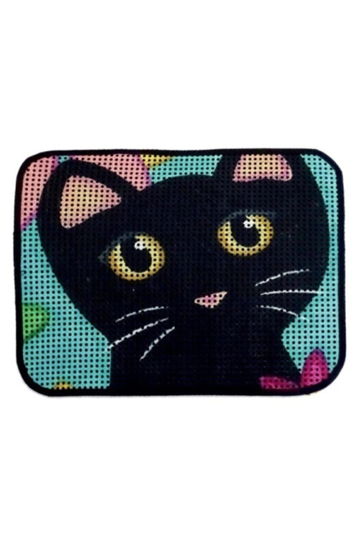 Renkli Desenli Elekli Kedi Tuvalet Önü Paspası 60 X 45 Cm