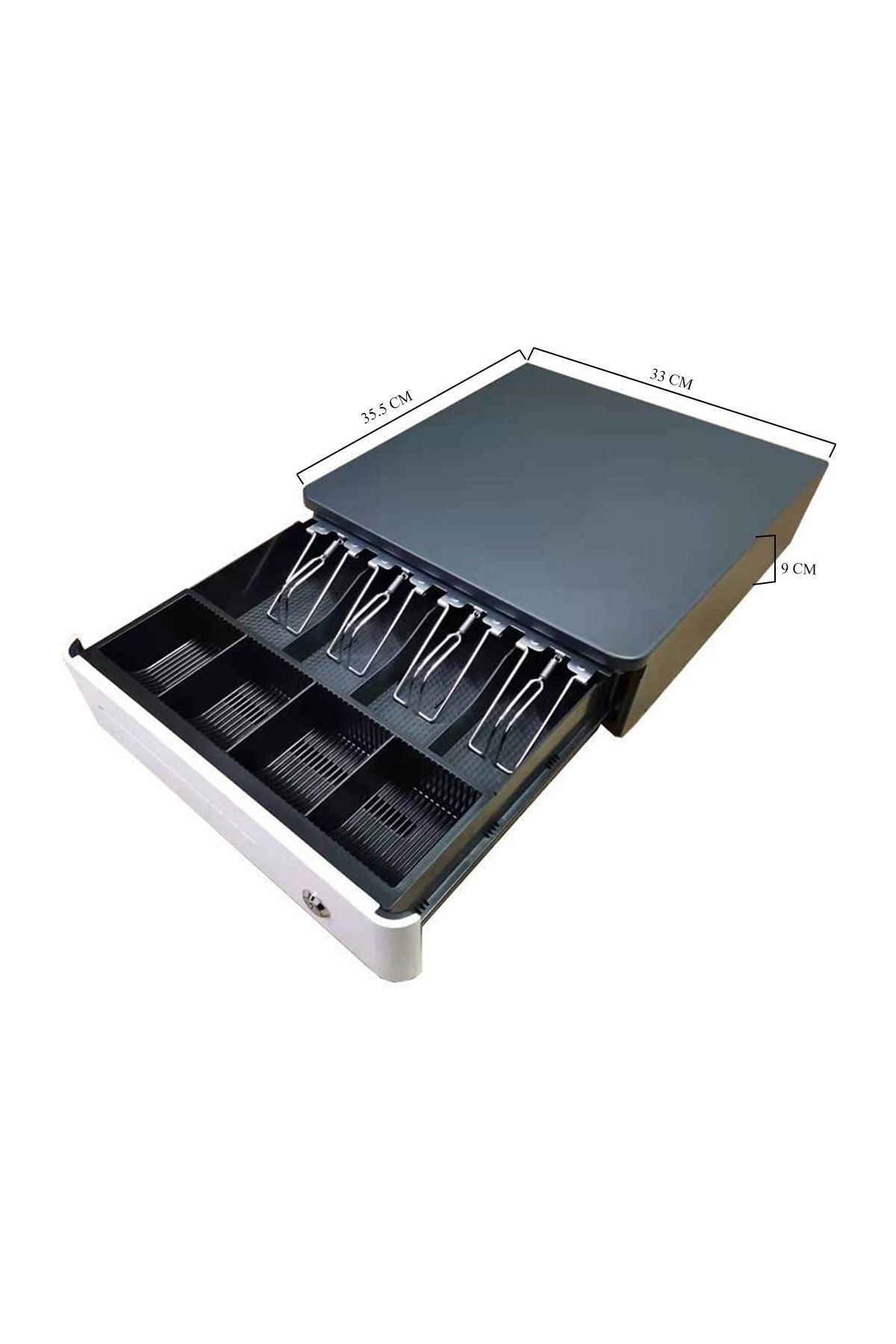 Yazarkasa Kablosuz Para Çekmecesi 4 Banknot 4 Bozuk Para Bölmeli 33x35 Cm Metal