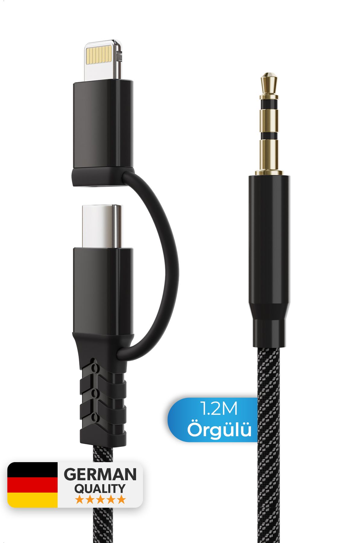 By Deji Type C Iphone Lightning To 3.5mm Aux Ses Kablosu Stereo Destekli 1.2m