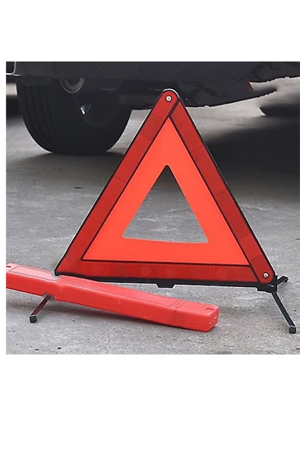 Üçgen Reflektör Metal Ayaklı Katlanabilir Kutulu Uyarı İkaz Reflektörü