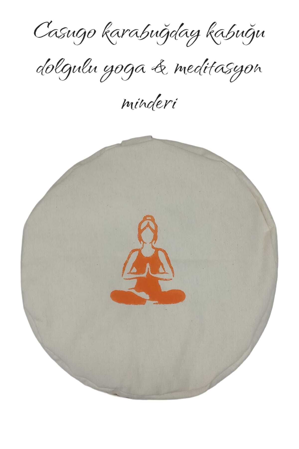 Yoga Ve Meditasyon Minderi | Karabuğday Kabuklu Dolgulu - Turuncu Yogi Baskılı