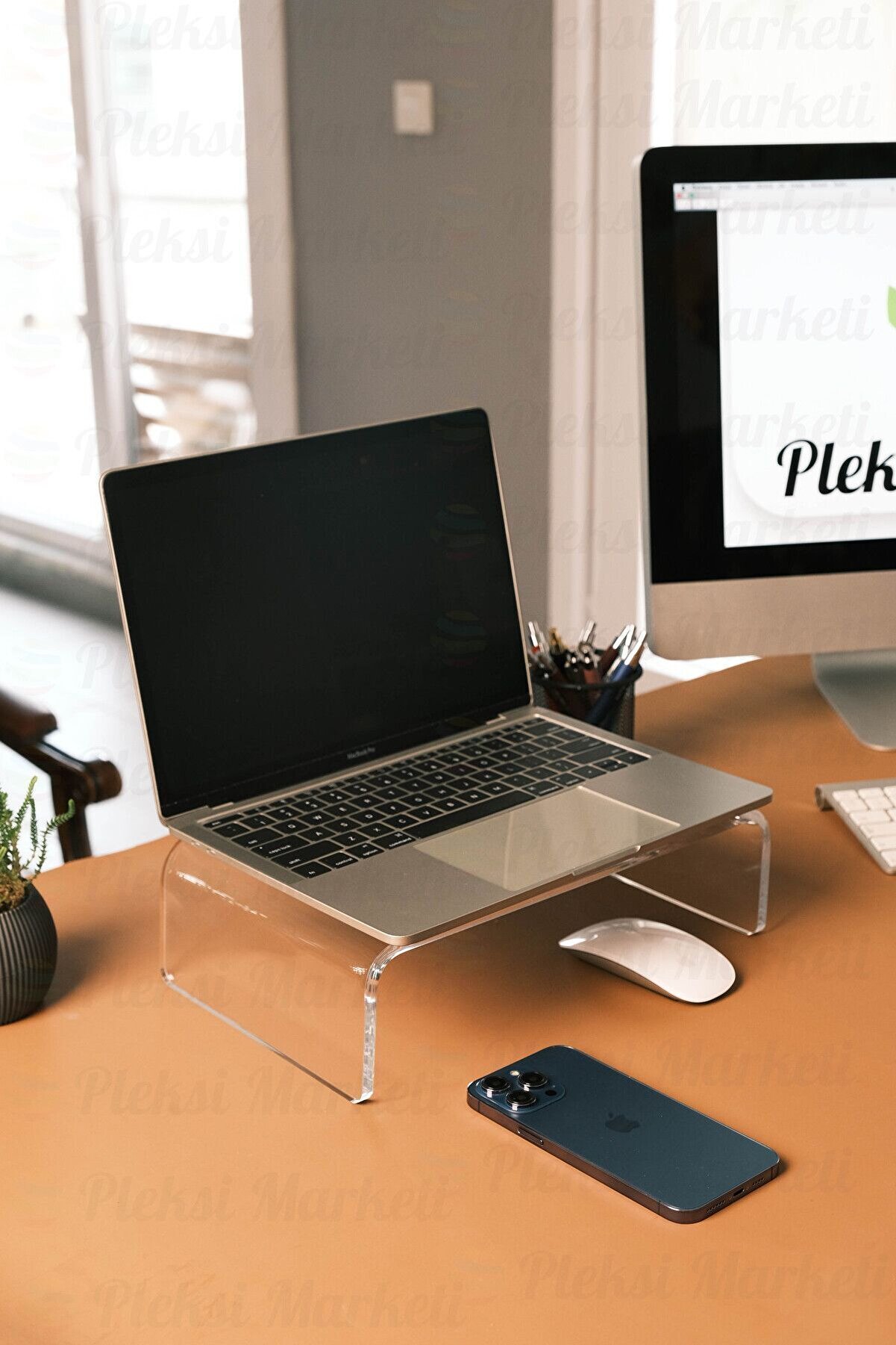 Pleksi Laptop-monitör Yükseltici- Monitör Standı-