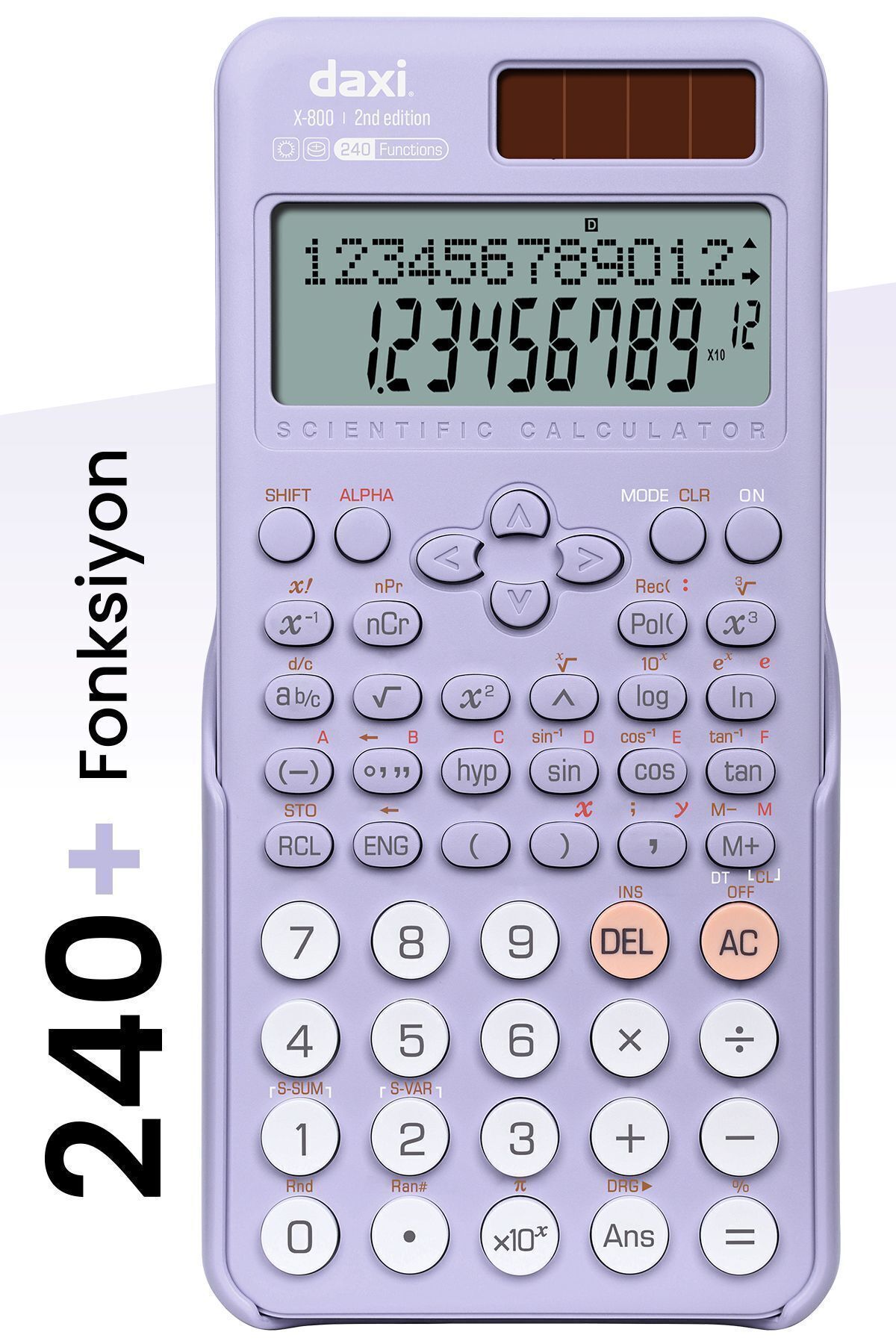 X-800 Yeni Nesil 240 Fonksiyonlu Bilimsel Hesap Makinesi, Lila