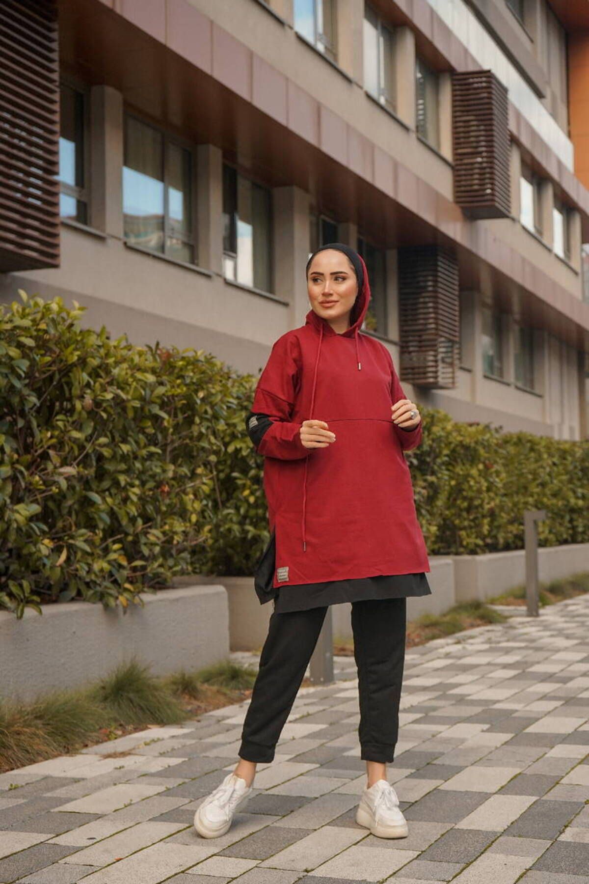 Pamuklu Tunik Pantolon Eşofman Takım Trn2030 Bordo