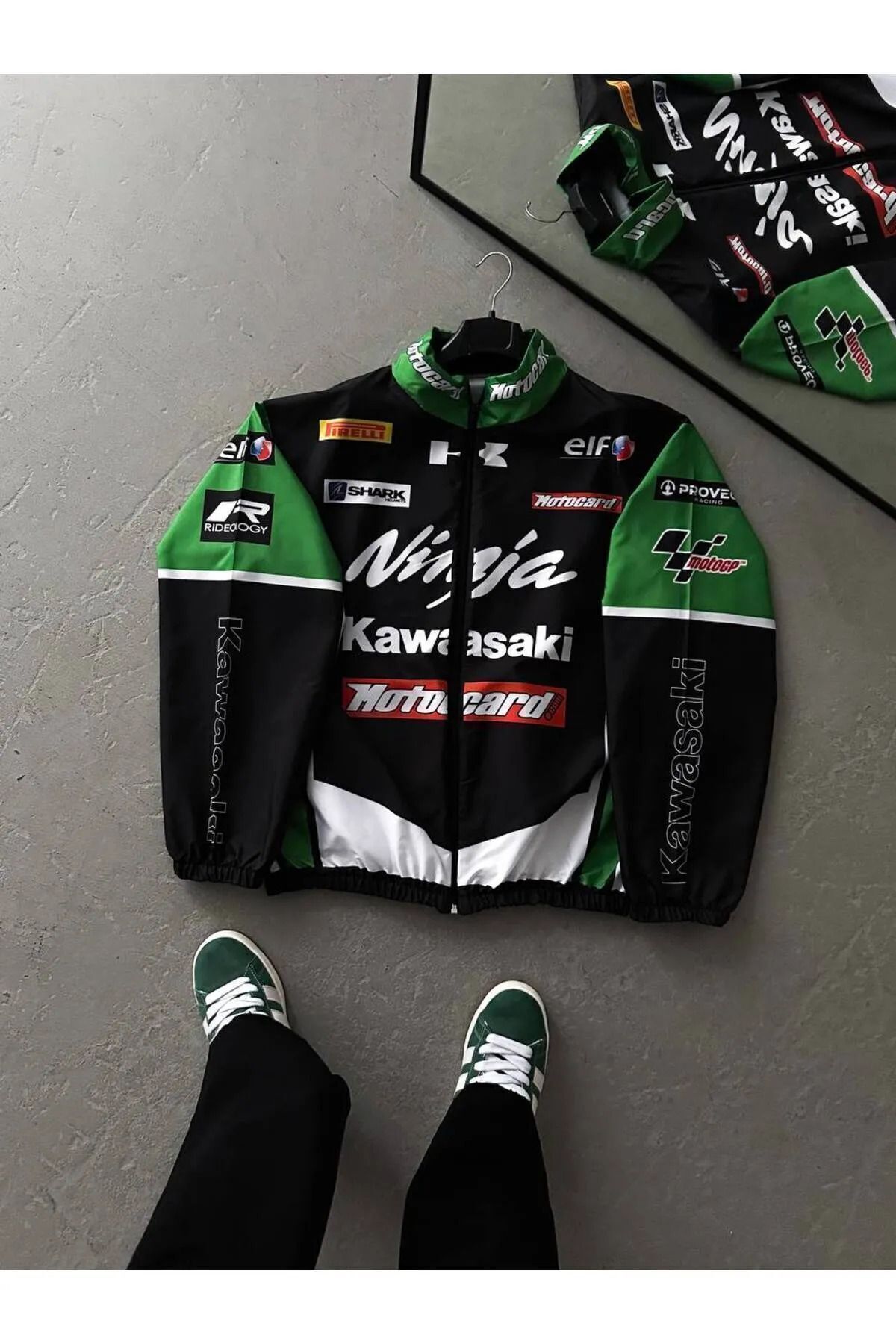 Ninja Kawasaki Motorcu Yağmurluk Rüzgarlık İnce Ceket