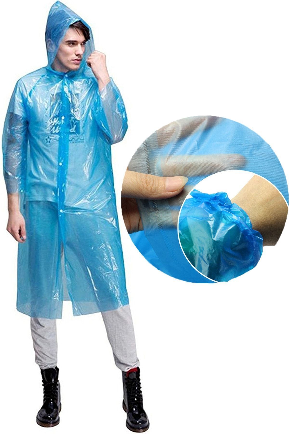 Unisex Yağmurluk Kapüşonlu Gevşek Basit Uzun Kollu Tek Kullanımlık Olmayan Yağmurluk Şeffaf Ince Pro