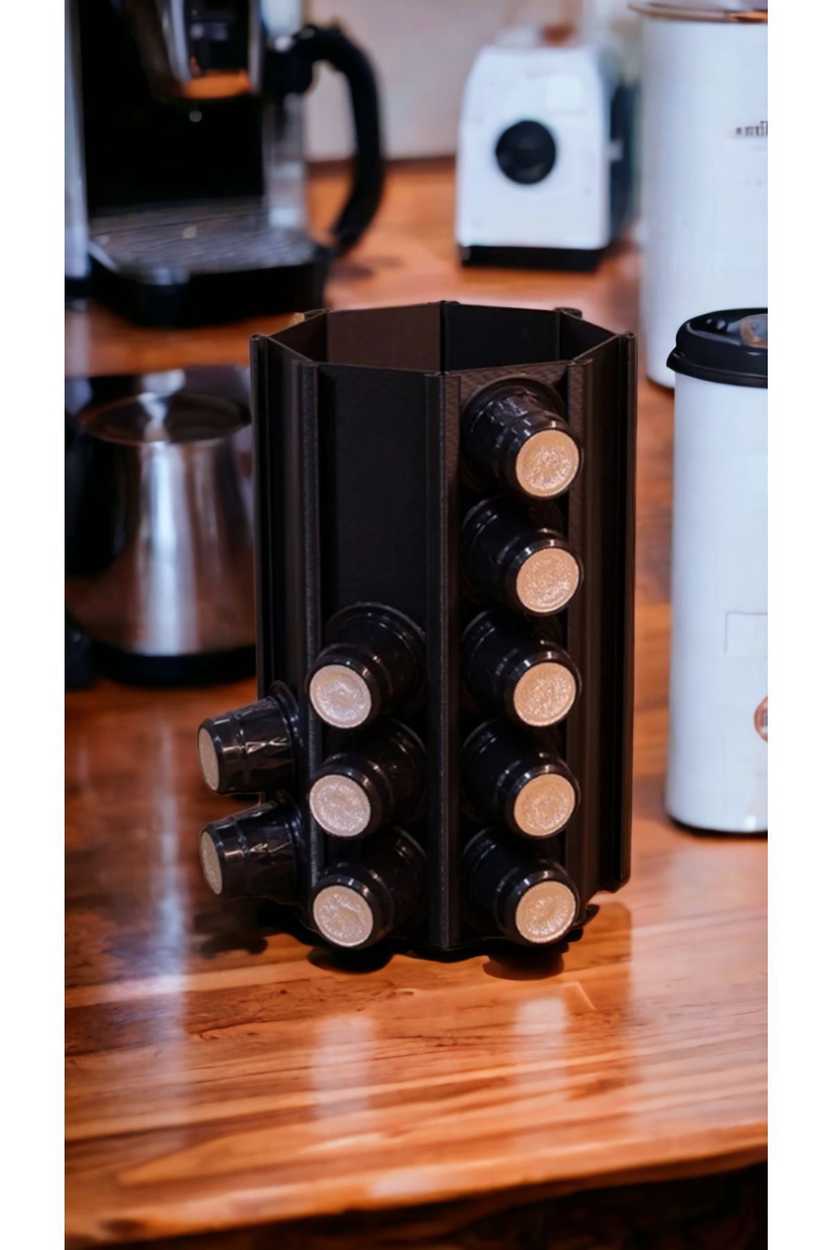 Nespresso Kapsül Kahve Uyumlu Tutucu Dekoratif Çok Amaçlı Stand Siyah