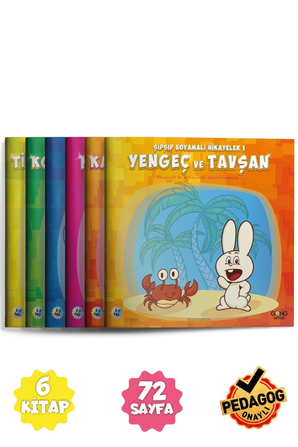 3-7 Yaş Eğitici Öğretici Okul Öncesi Boyamalı Hikaye Kitabı Seti 6 Kitap