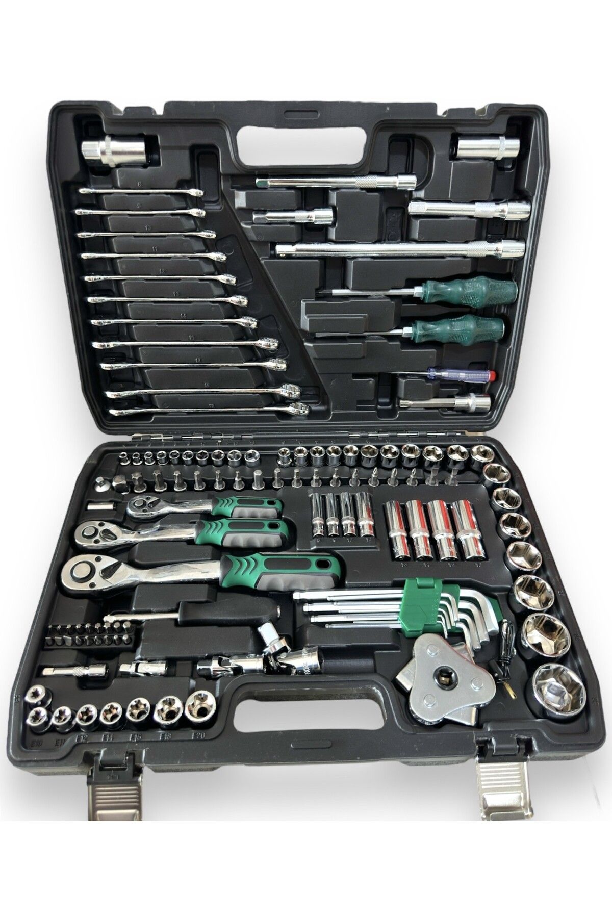 Tam Profesiyonel Germany 72 Diş Eğik Cırcır 121 Parça Lokma Takımı Oto Tamirci Tam Set 1/2-3/8-1/4