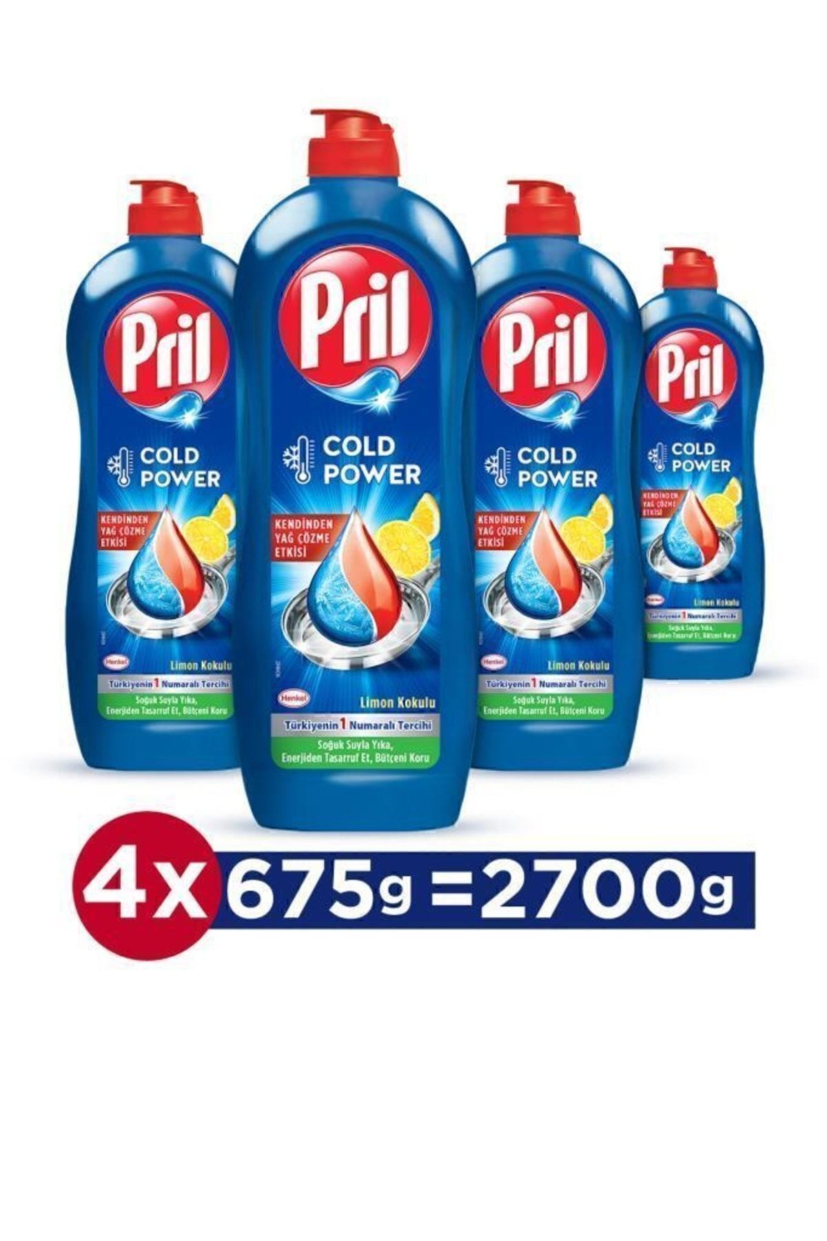 Elde Yıkama Sıvı Bulaşık Deterjanı 4x675g Limon 5+ Etki - Kendinden Yağ Çözme