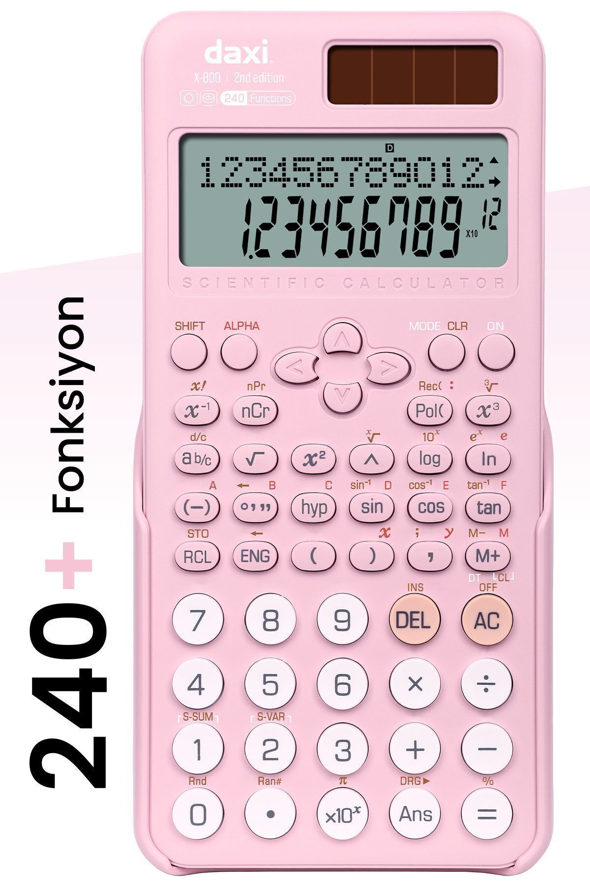 X-800 Yeni Nesil 240 Fonksiyonlu Bilimsel Hesap Makinesi, Pastel Pembe