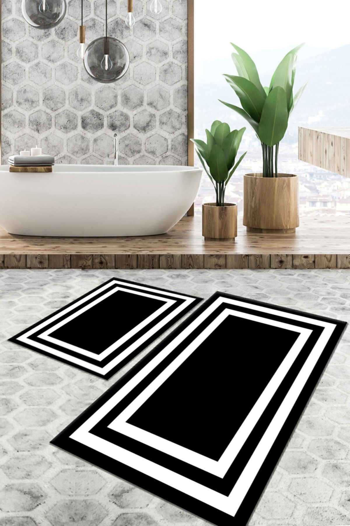 Kaydırmaz Taban Yıkanabilir Leke Tutmaz 2 Li Set60x10050x60banyo Halısı Banyo Paspası Klozet Takımı