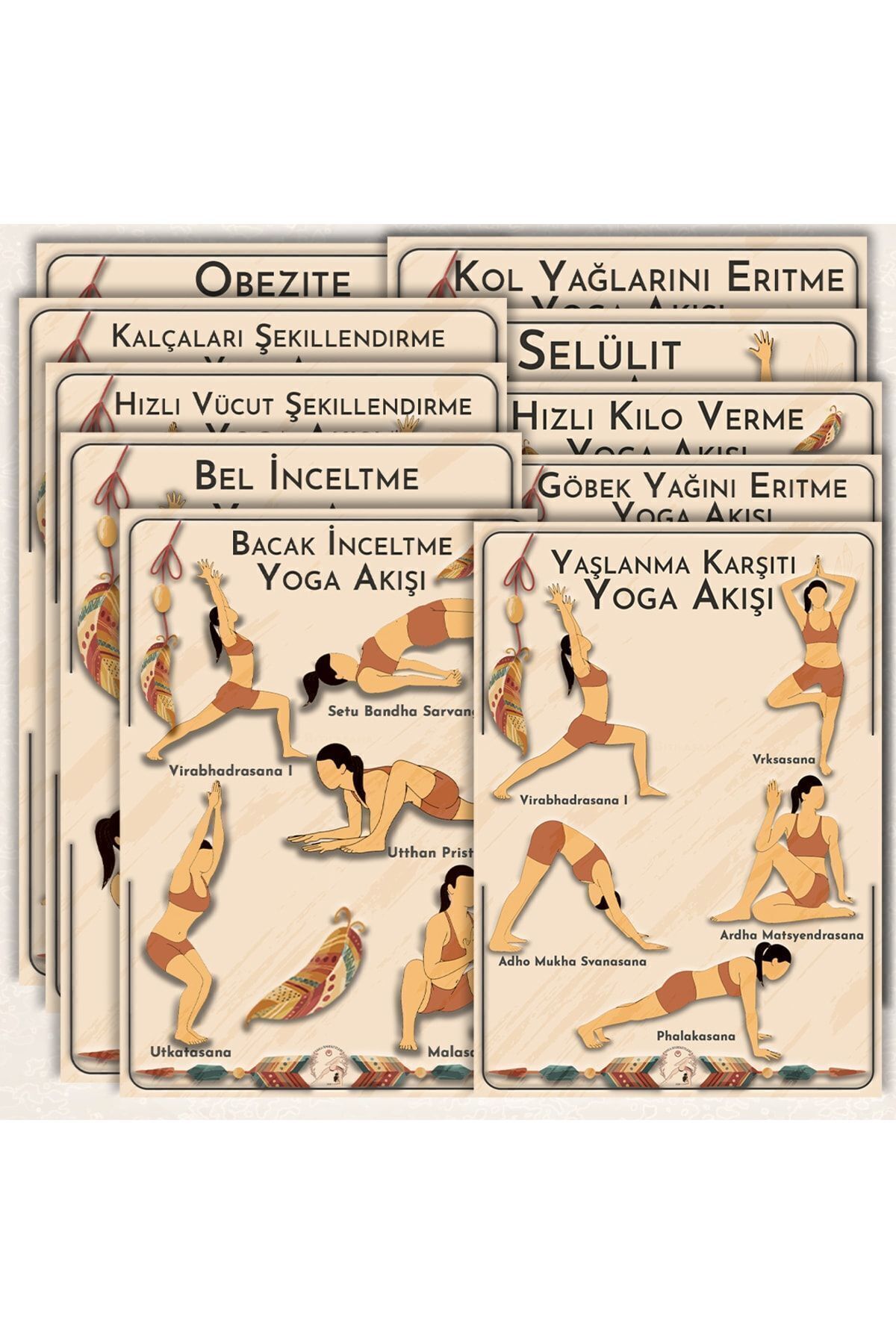 130 Kartlık Yoga Anatomisi 4'lü Set 1 Set Içinde 4 Dev Set Yoga Akışları Diş Sitrin Taşı Hediyeli