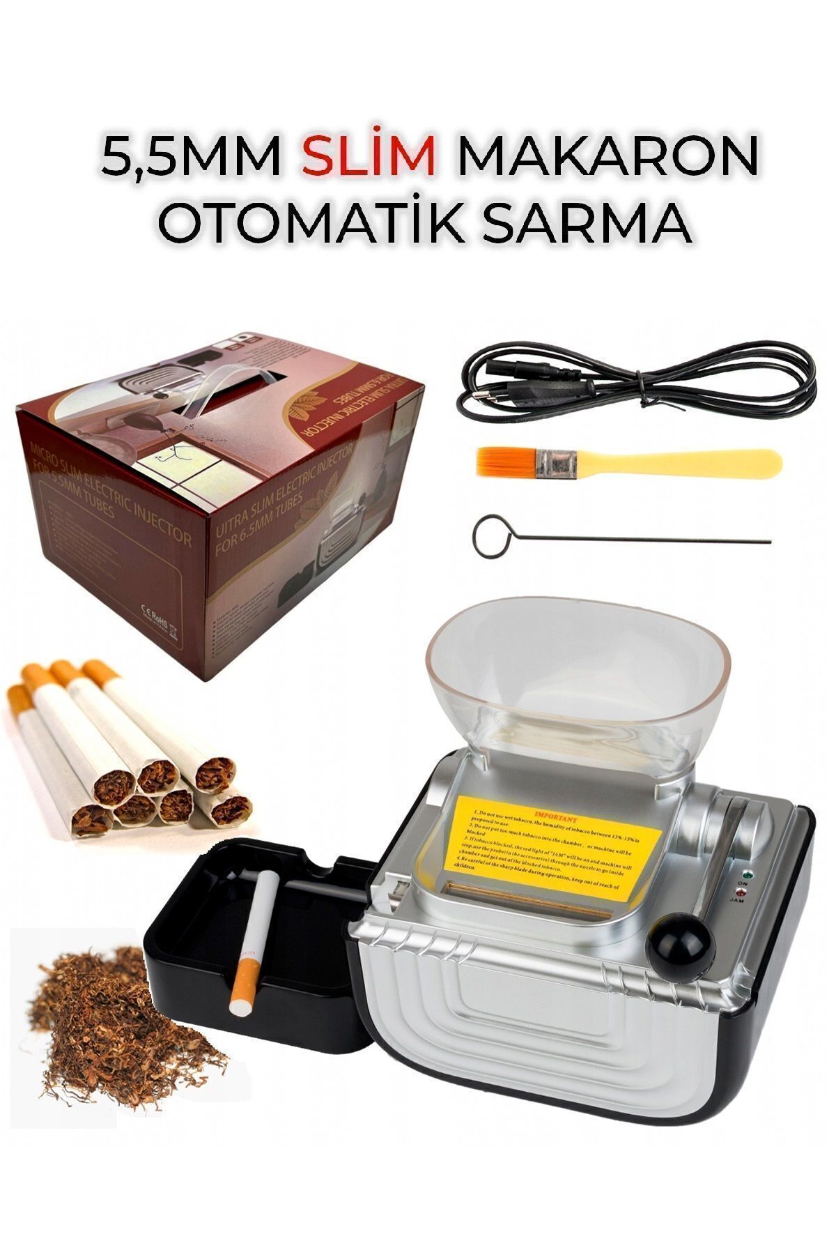 Profesyonel Elektrikli Kollu Slim 5,5 Mm Sigara Sarma Makinesi