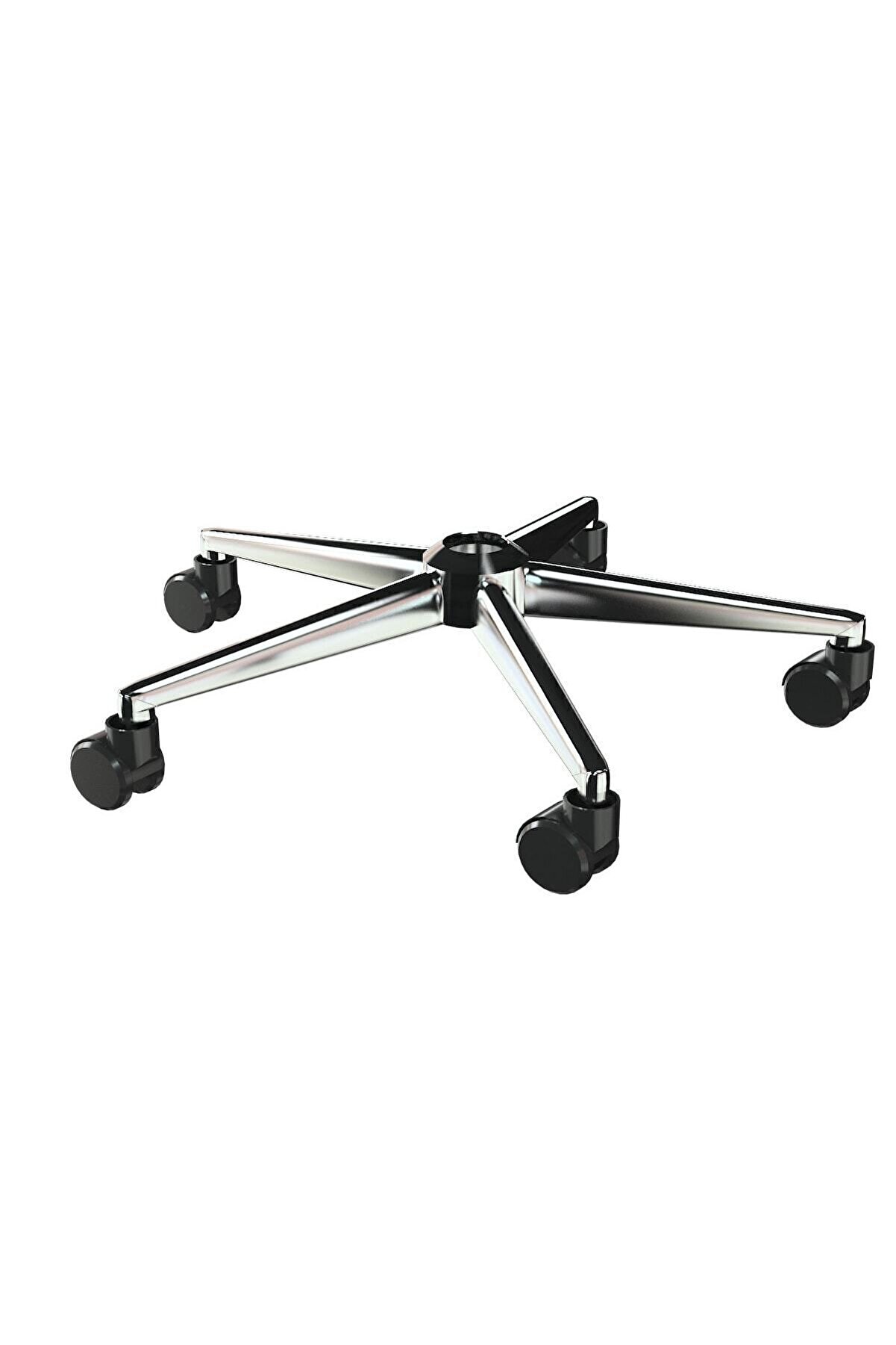 Yıldız Ayak Konik Krom Tekerlekli Döner Sandalye Ayağı Oyuncu Koltuğu Ayağı