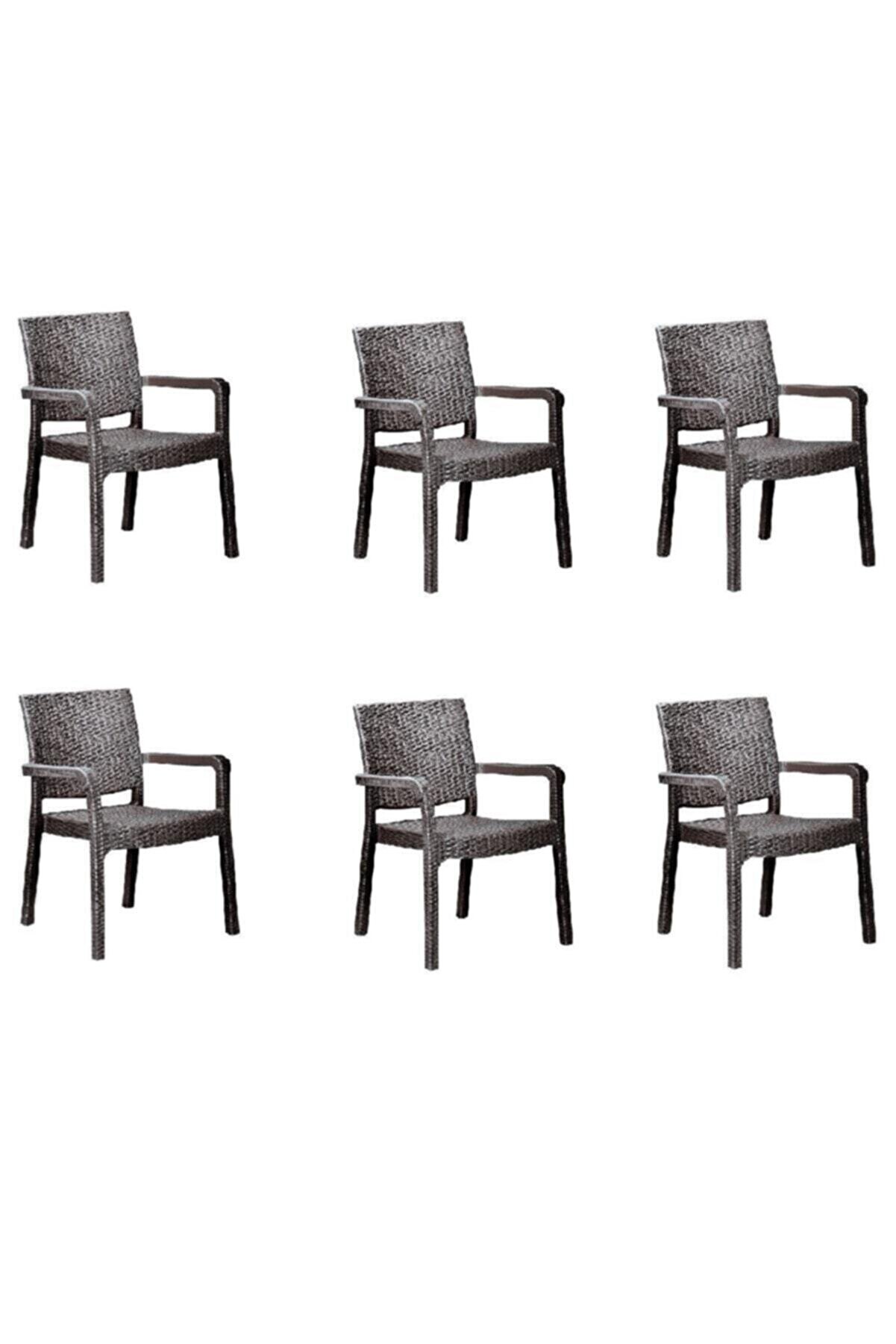 Troya Rattan Koltuk Kahverengi | 6'lı Set