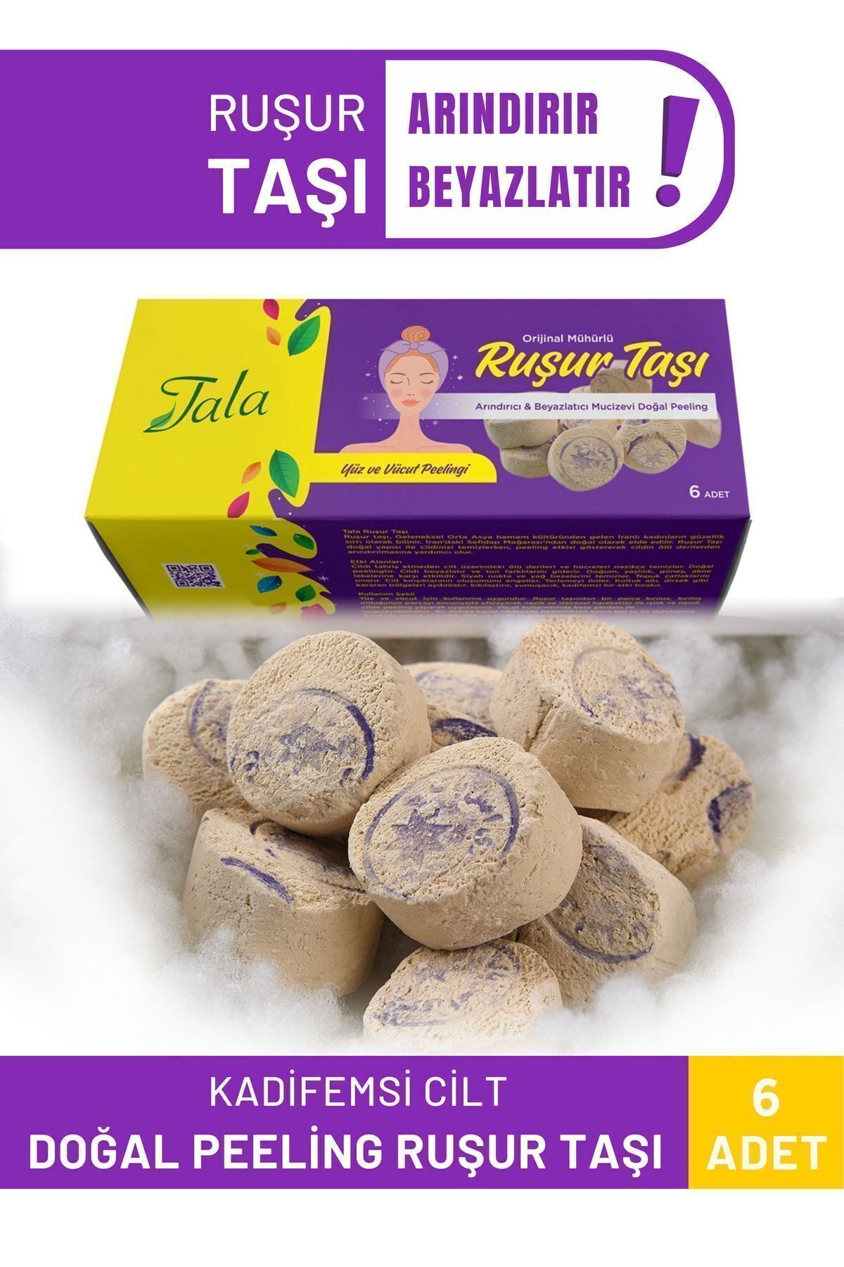 Ruşur Taşı Beyazlatıcı Ölü Derilerden Arındırıcı Yüz Ve Vücut Peelingi 6 Adet (İRAN HAMAM TAŞI)