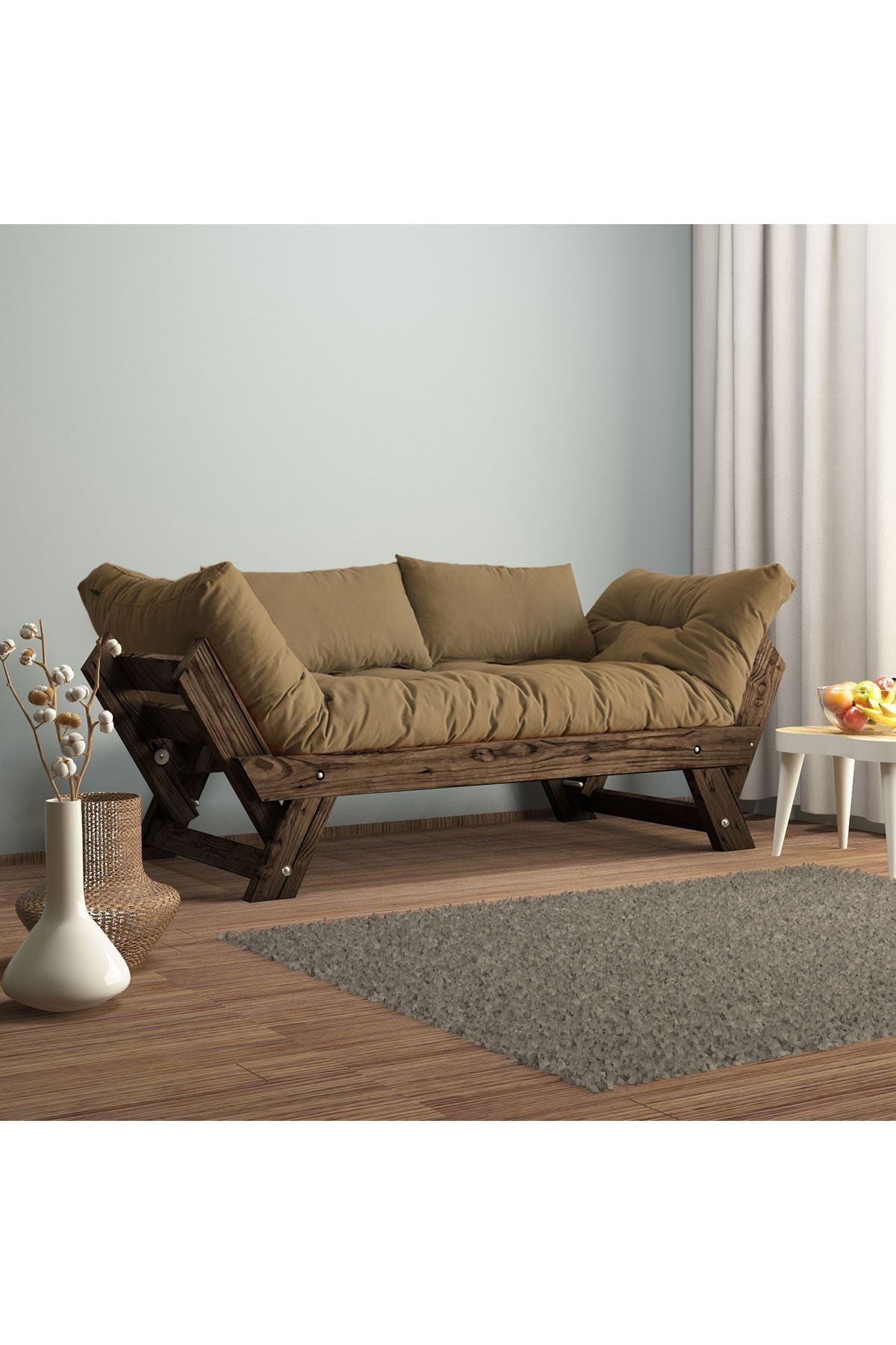 Adalar Modern Ceviz-camel Renk Ahşap Kanepe