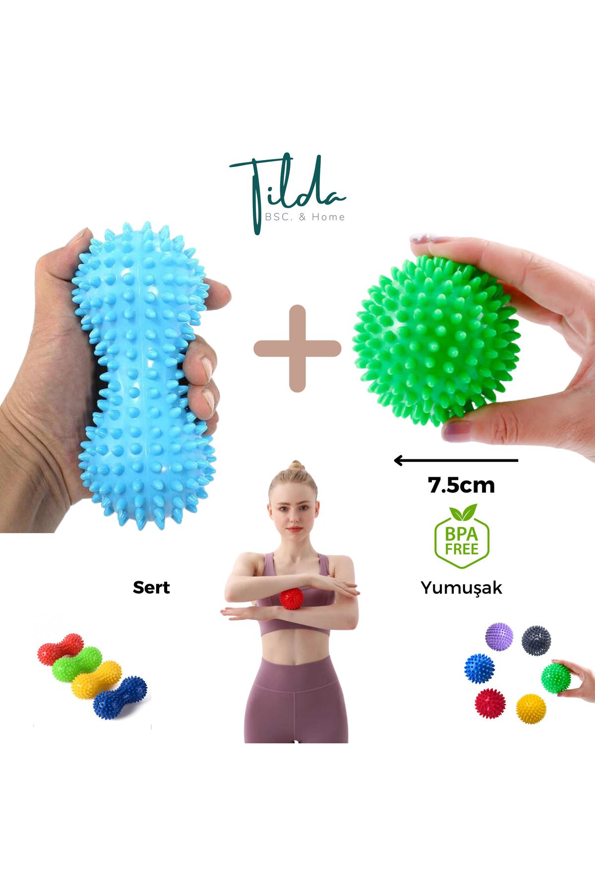 Kas Gevşetici Masaj Topu - Dikenli Duyu Uyarıcı Masaj Egzersiz Topu 2 Adet Massage / Exercise Ball