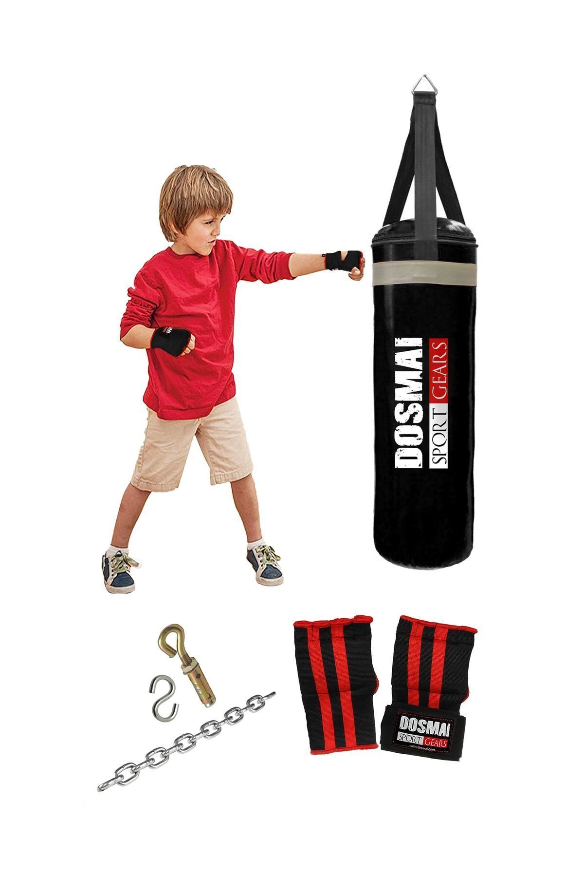 Kum Torbası 60*20 Cm Bandajlı Eldiven Ikili Çocuk Boks Seti Çbs992