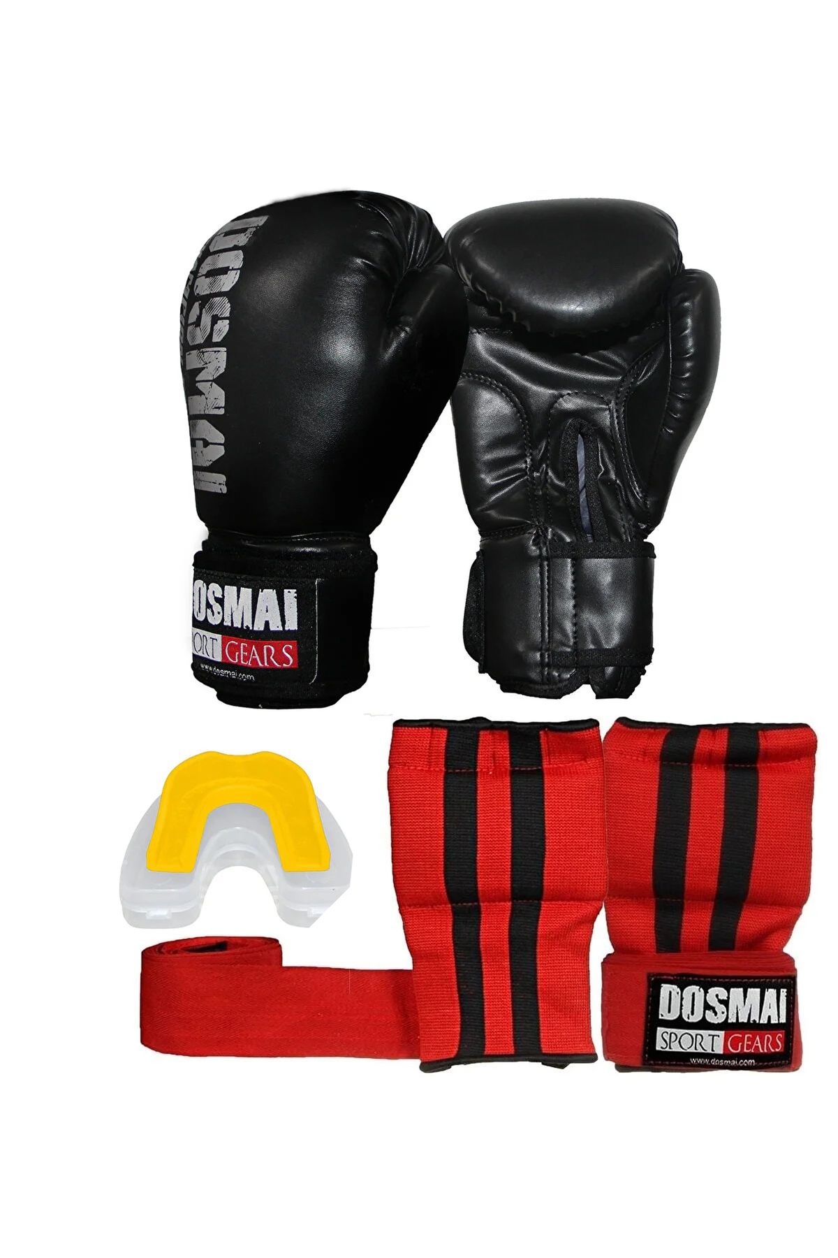 Üçlü Boks Kick Boks Muay Thai Eldiveni Bandajlı Eldiven Ve Dişlik Seti Kmp995