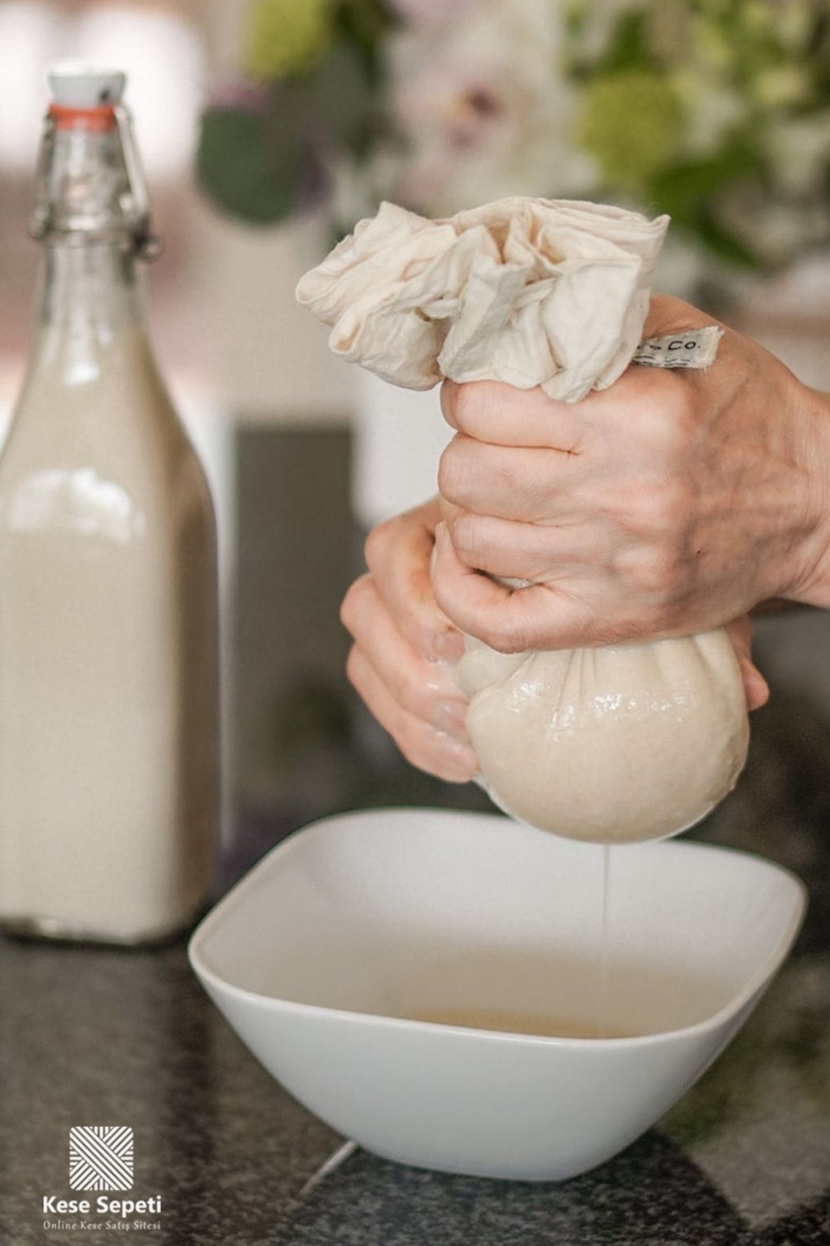 Vegan Ve Hayvansal Süt Ürünleri Süzme Kesesi - Yıkanabilir %100 Pamuk Natürel Bez Torba | Estameña