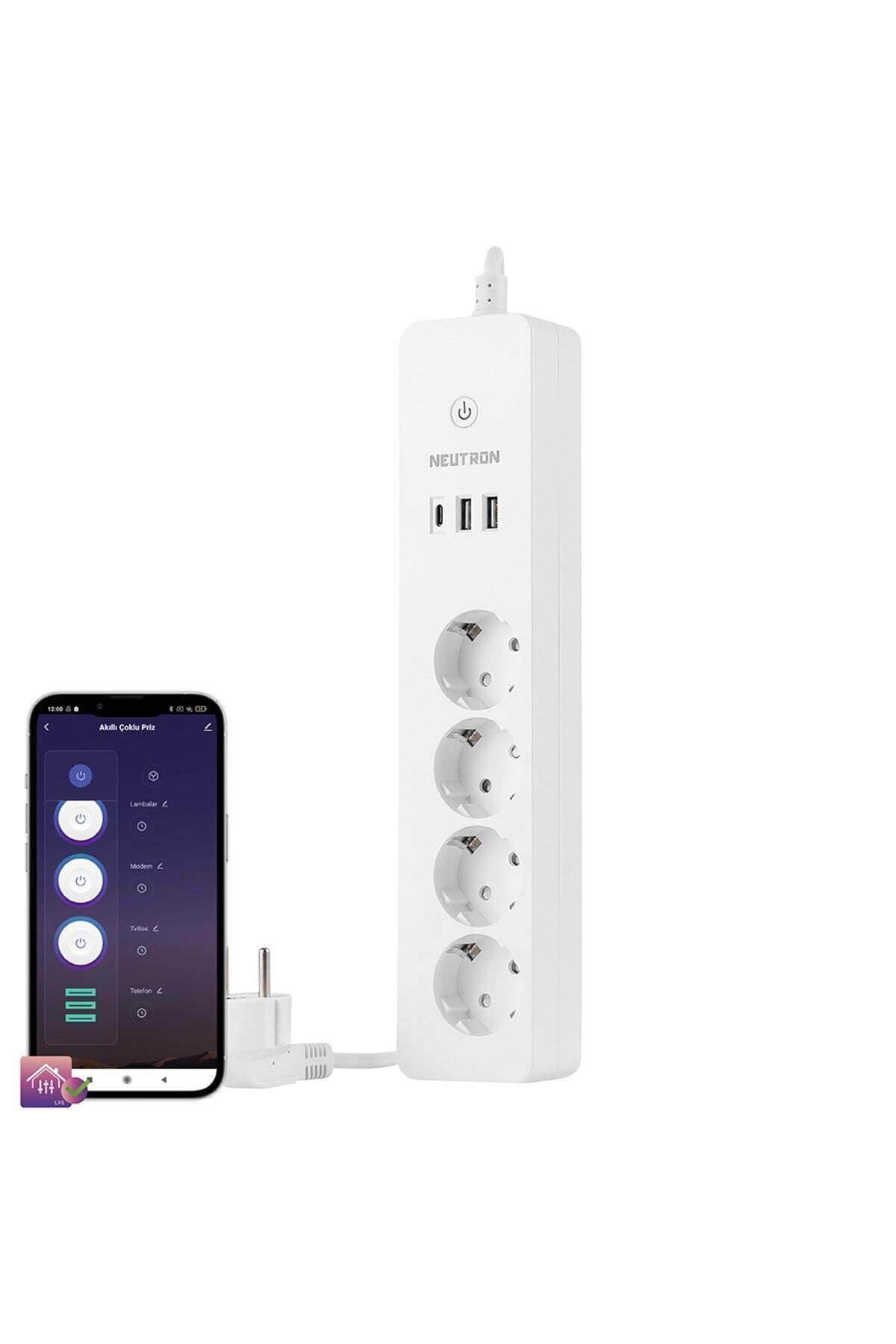 Akıllı Wi-fi Destekli 4\'lü Akım Korumalı Priz