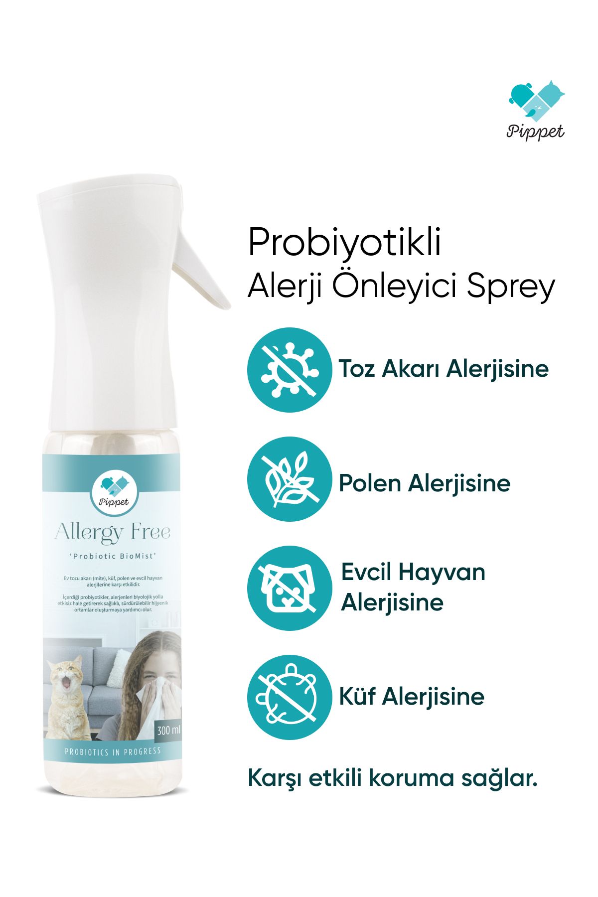 Probiyotik Kedi Köpek Ve Toz Akar Alerji Önleyici Sprey 300 ml
