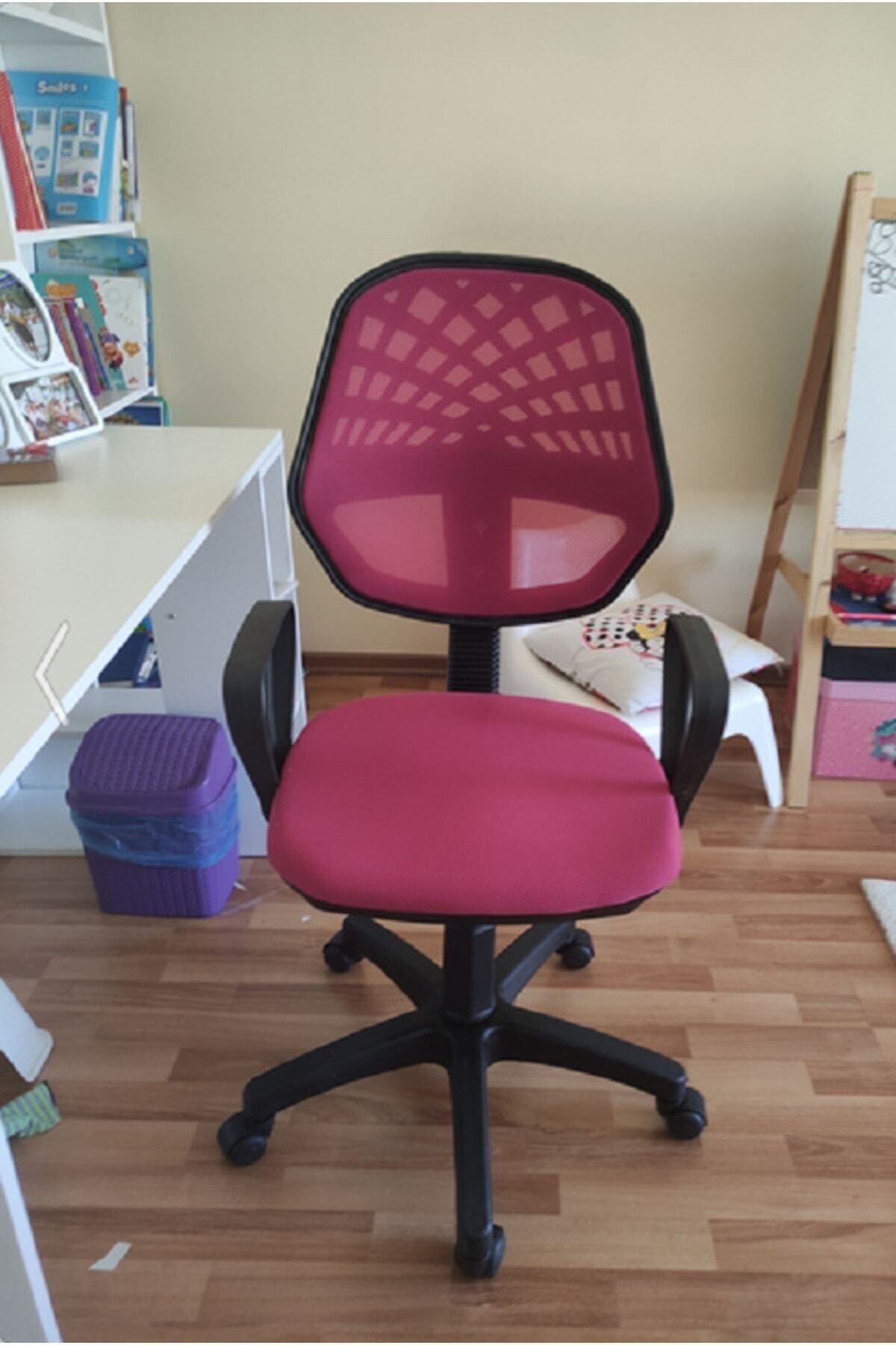 Pembe Fileli Ofis Sandalyesi,bilgisayar Sandalyesi,çalışma Sandalyesi,döner Sandalye