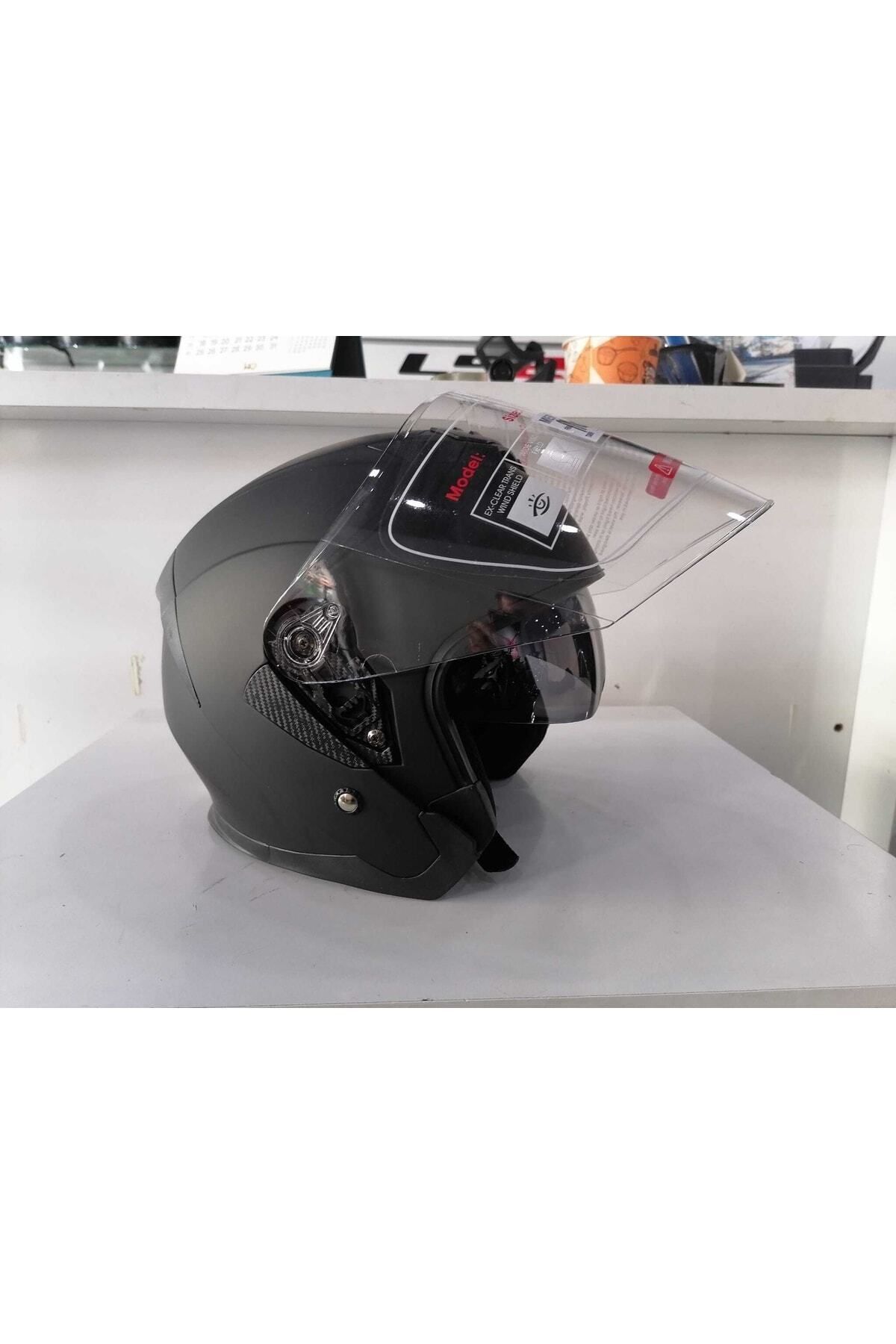 Jk526 Güneş Vizörlü Mat Siyah Açık Kask