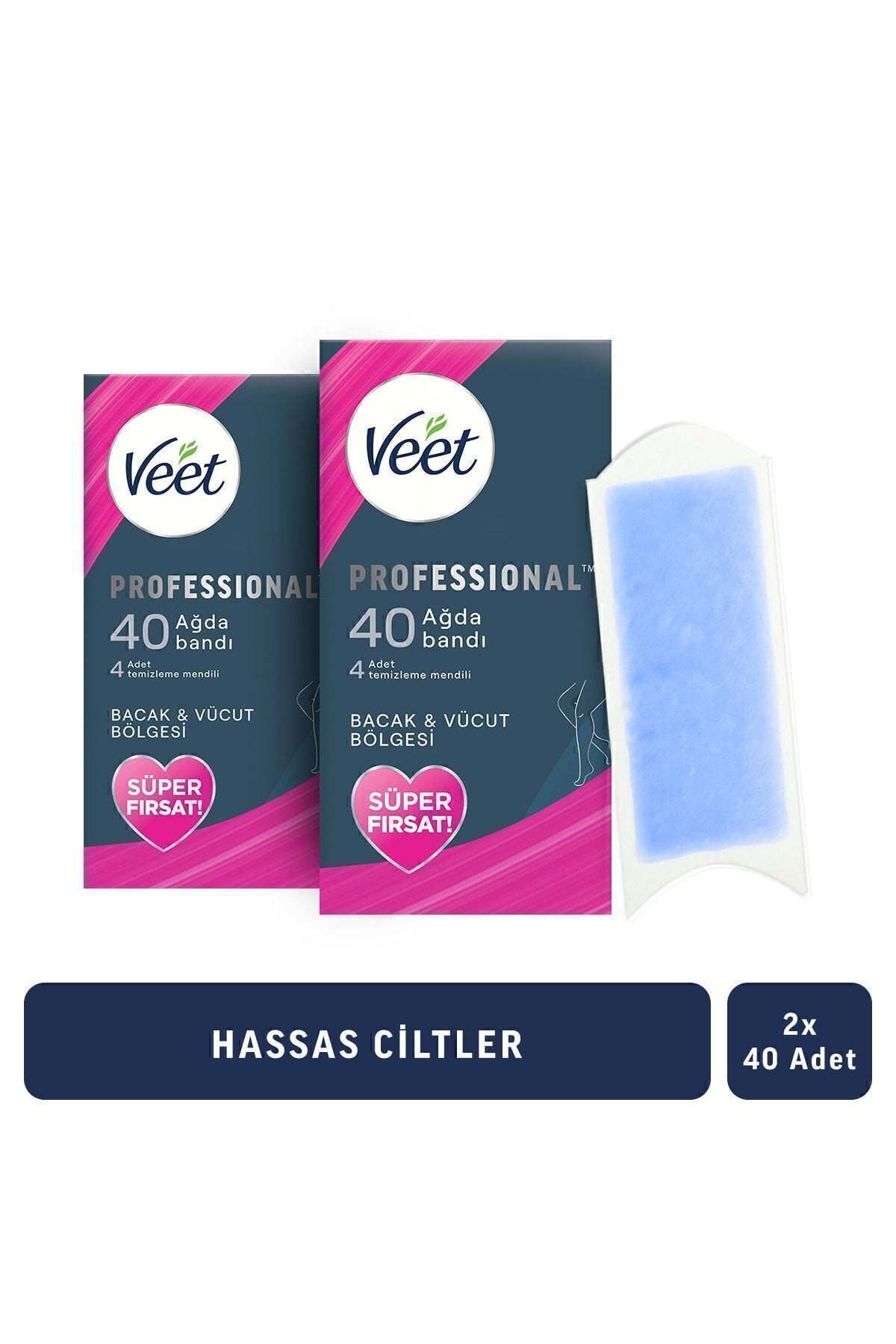 Professional Ağda Bandı Hassas Ciltler Için Bacak&vücut Bölgesi Süper Fırsat 80 Adet (40X2)