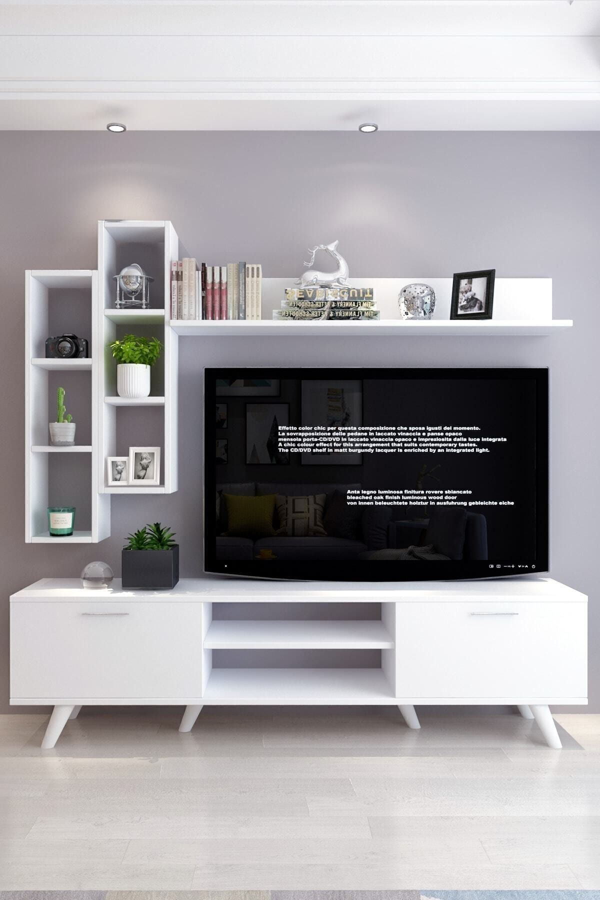 İstanbul Dolaplı Tv Ünitesi 2 Beyaz