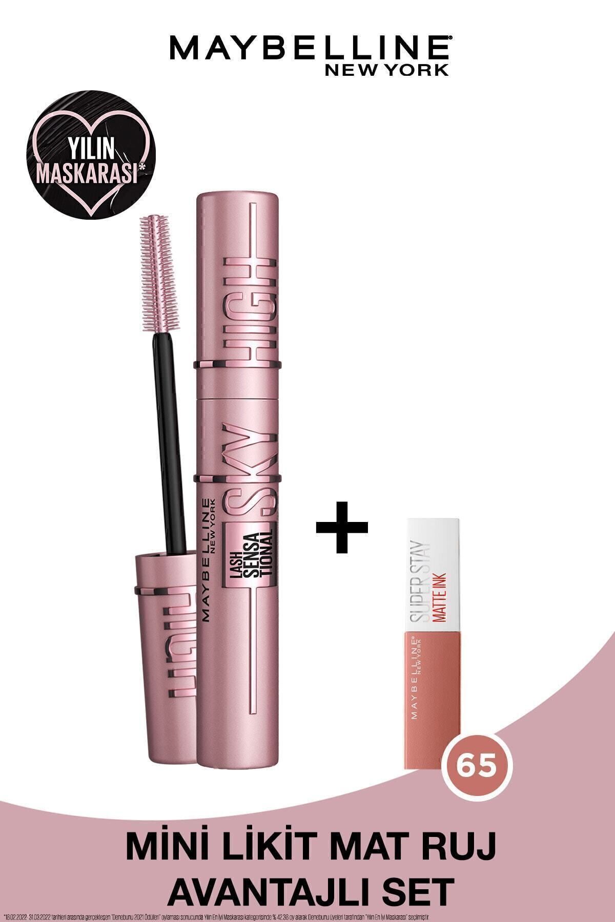 Lash Sensational Sky High Maskara & Mini Super Stay Matte Ink Likit Mat Ruj 65 Seductress 2.7ml