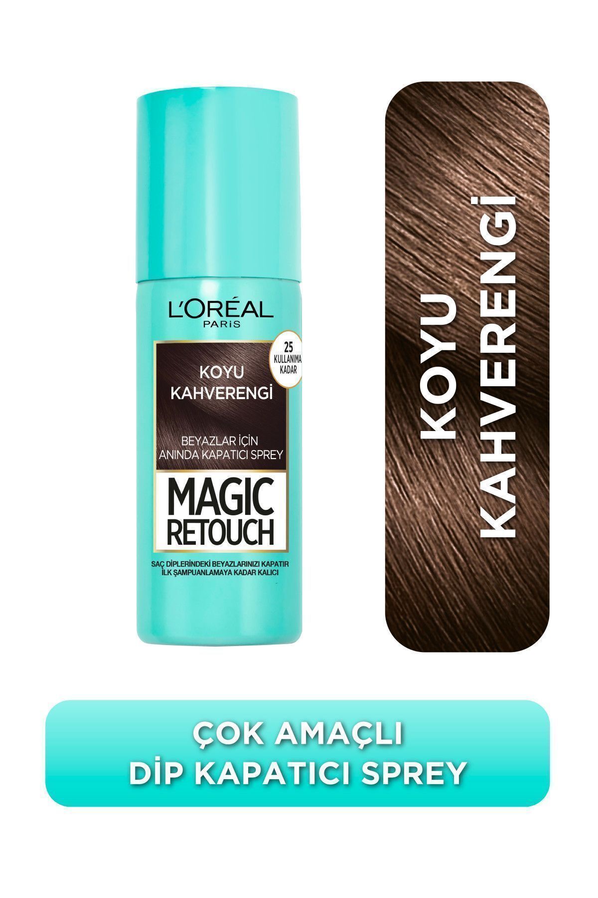 Magic Retouch Beyaz Saçlar İçin Kapatıcı Koyu Kahverengi Saç Spreyi 75 Ml