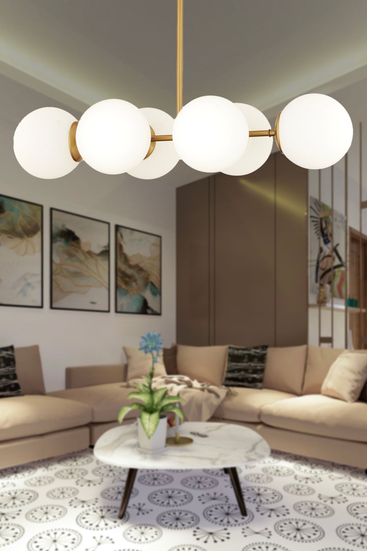 Lema 6 Lı Eskitme Modern Yemek Masası Üstü Yatak odası Salon Avize