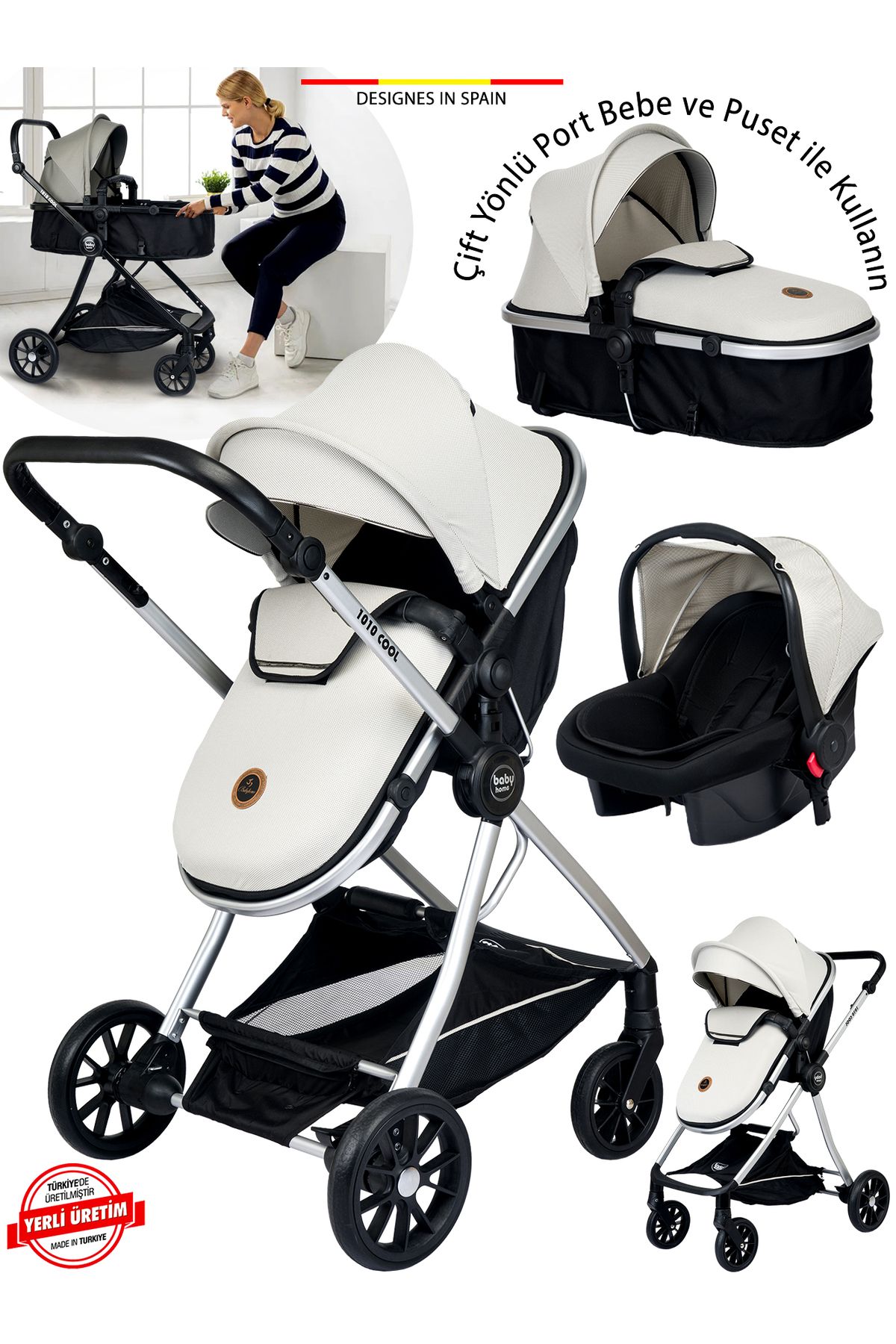 1010 Qool Çift Yönlü 6 In 1 Travel Sistem Bebek Arabası