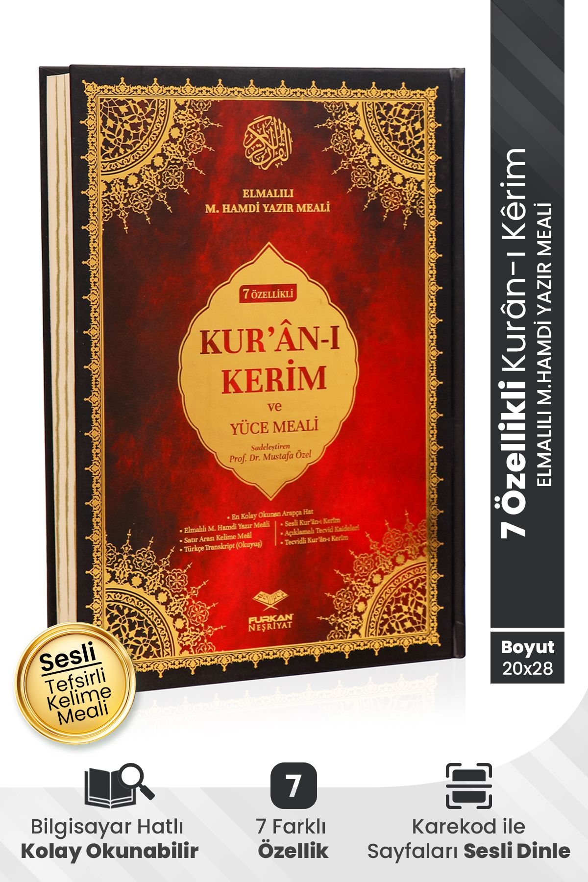Kuranı Kerim 7 Özellikli Arapça Satır Arası Türkçe Okunuş Kelime Anlamı Meal Tecvidli Rahle Boy