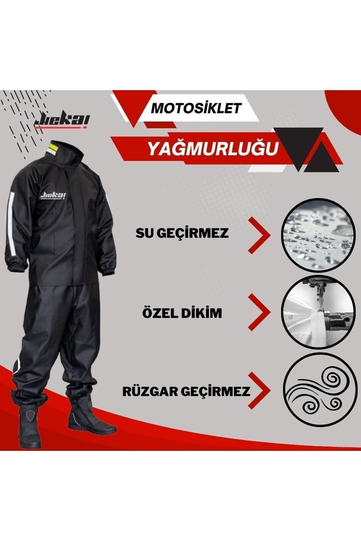 Jiekai Reflektörlü Özel Kesim Motor Yağmurluk Takımı Su Geçirmez
