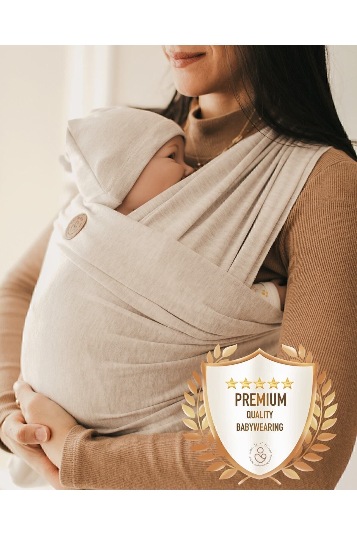 Premium Birinci Sınıf Pamuklu Esnek Wrap Sling Soft Bej (BABYWEARİNGE ÖZEL ÜRETİM KUMAŞ)