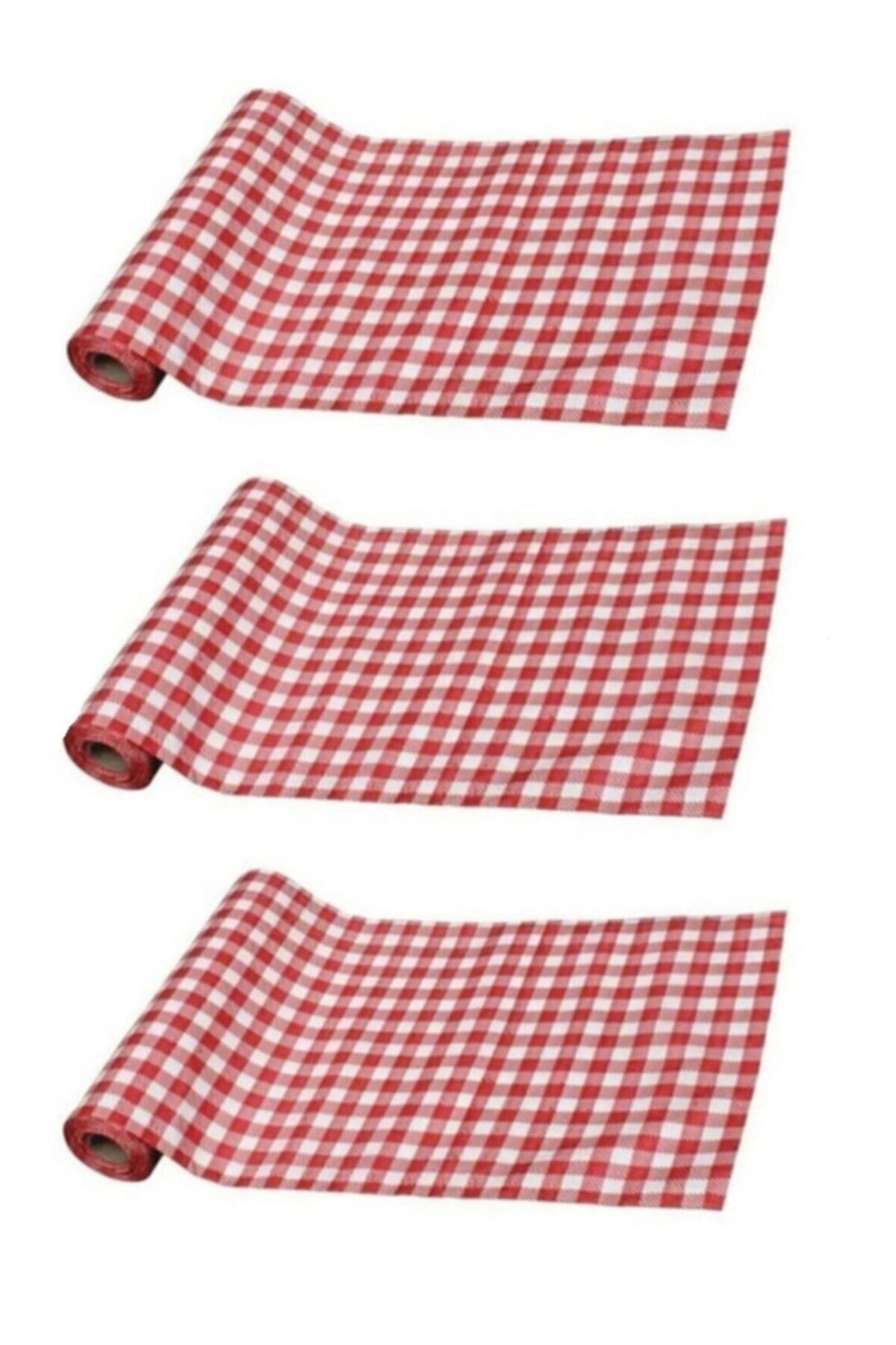 Sıvı Geçirmez Kullan At Masa Örtüsü 30 Adet 100x120 cm Kırmızı Kareli