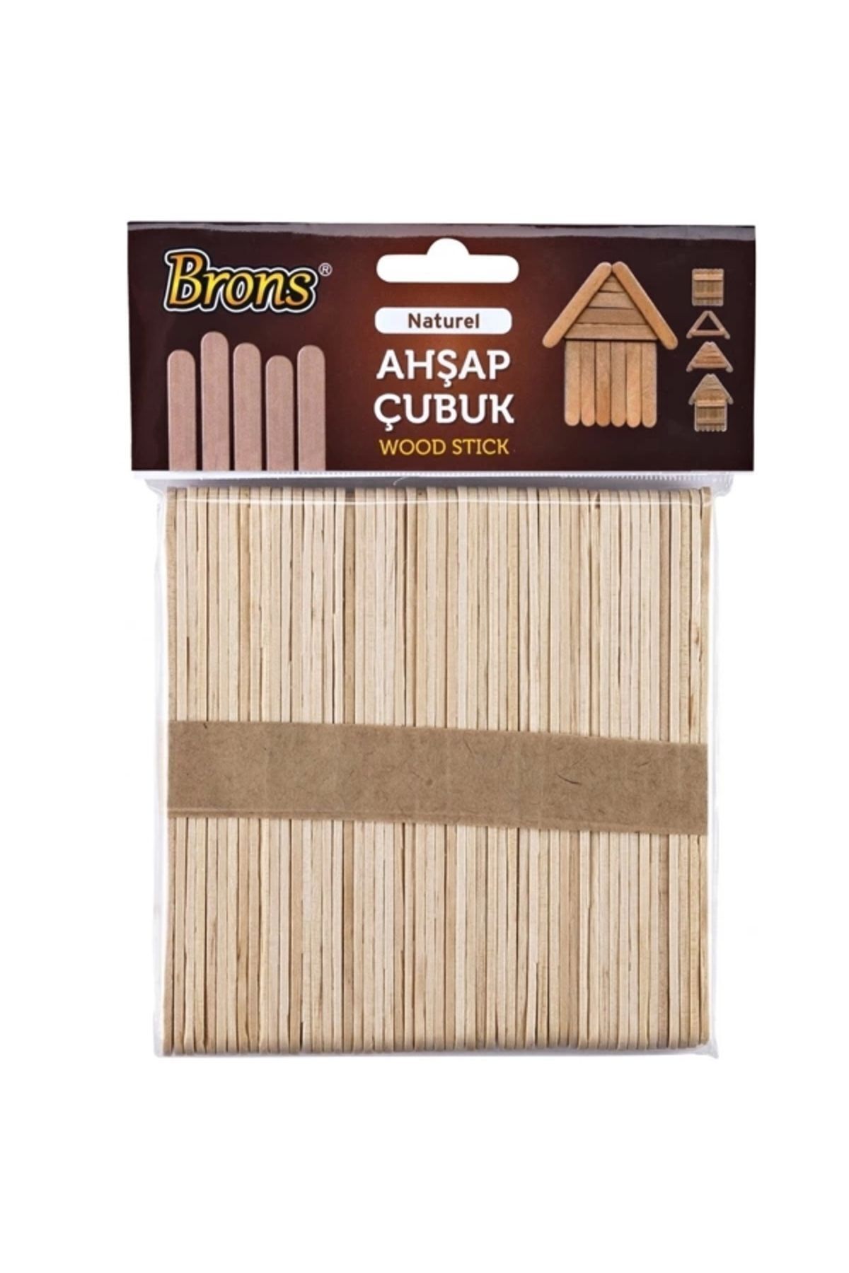 Ahşap Dil Basma Çubuğu Abeslang  Naturel 50`li Paket 150x18 mm