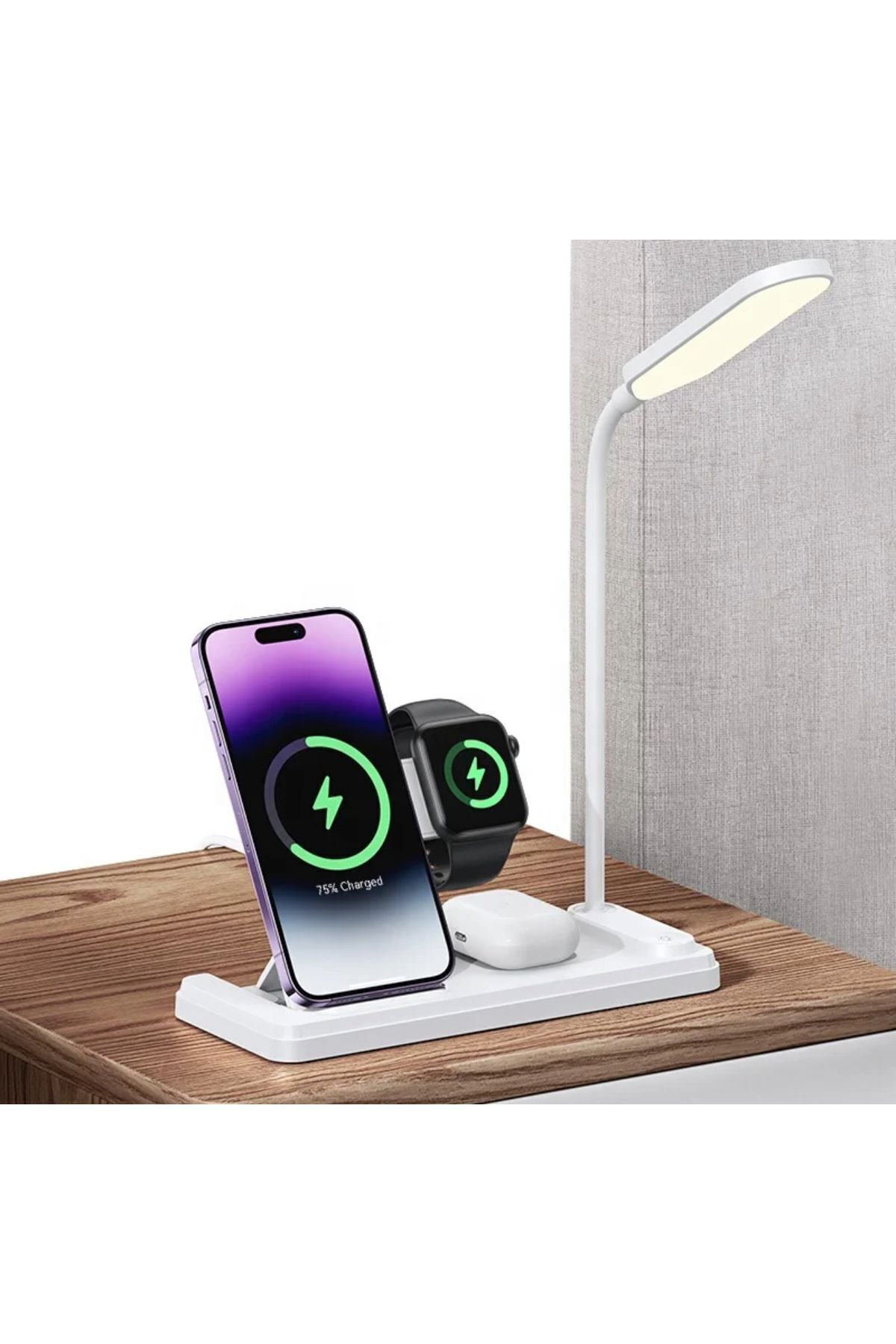 4 In 1 20 Watt Wireless Masa Lambalı Kablosuz Şarj Standı Yeni Modern