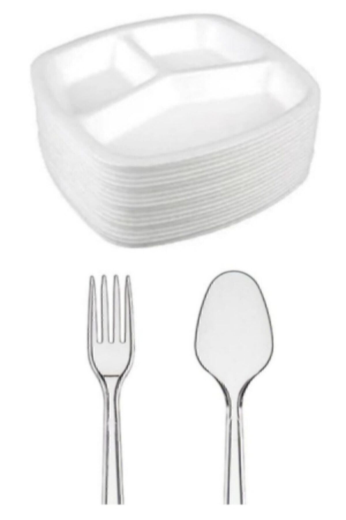 50li Köpük Tabildot, 50 Plastik Çatal, 50 Plastikkaşık