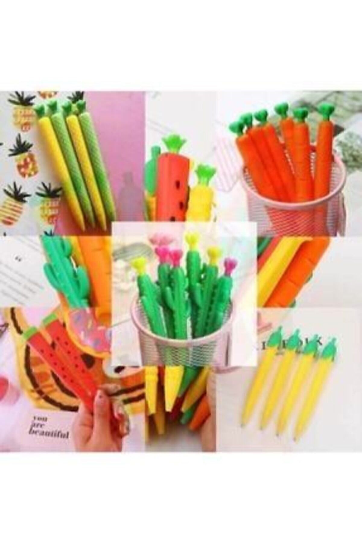 5'li 0.7 Uçlu Versatil Kalem Seti - Kaktüs, Karpuz,mısır,ananas,havuç 5'li