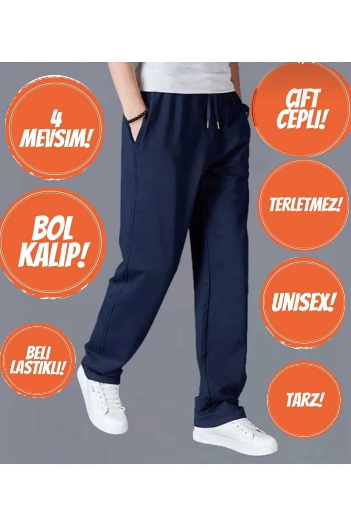 Lacivert  Düz Paça Baggy Kalıp Rahat Giyim Eşofman Altı