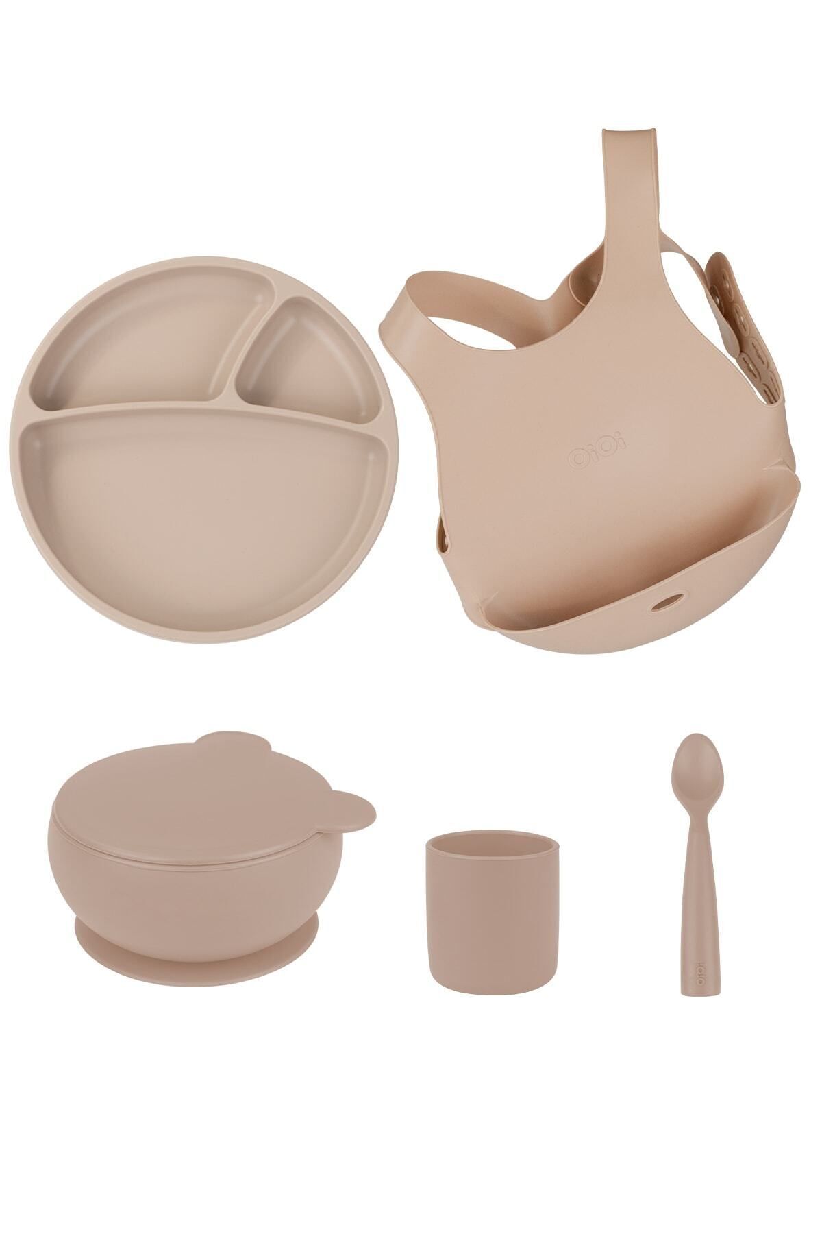 Silikon Beslenme Seti 5'li - Bubble Beige