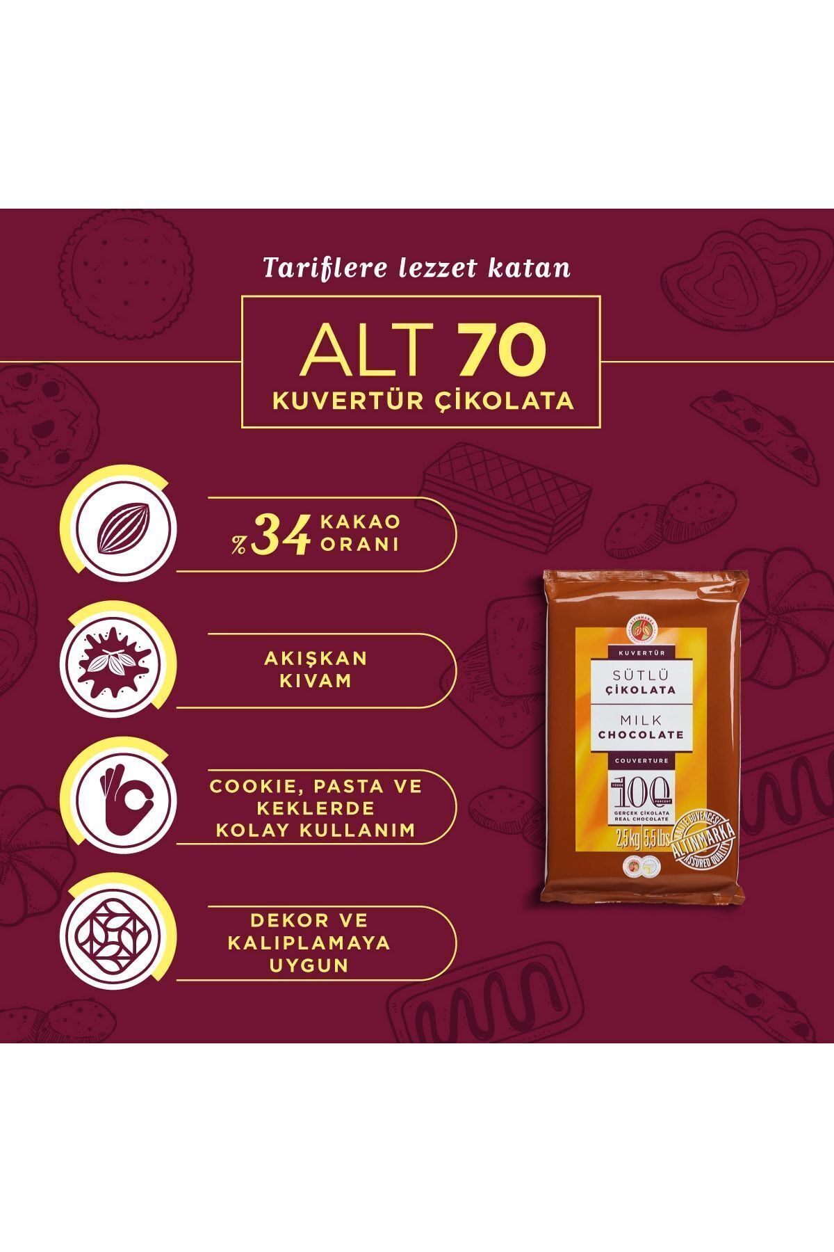 Sütlü Kuvertür Çikolata 2,5 kg