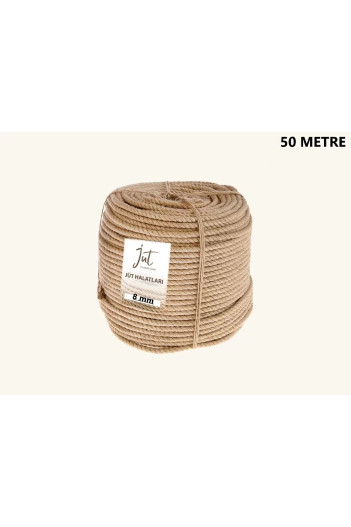 8mm Jüt Halat Kendir Urgan Halat Ip 50 Metre Dekoratif Halat