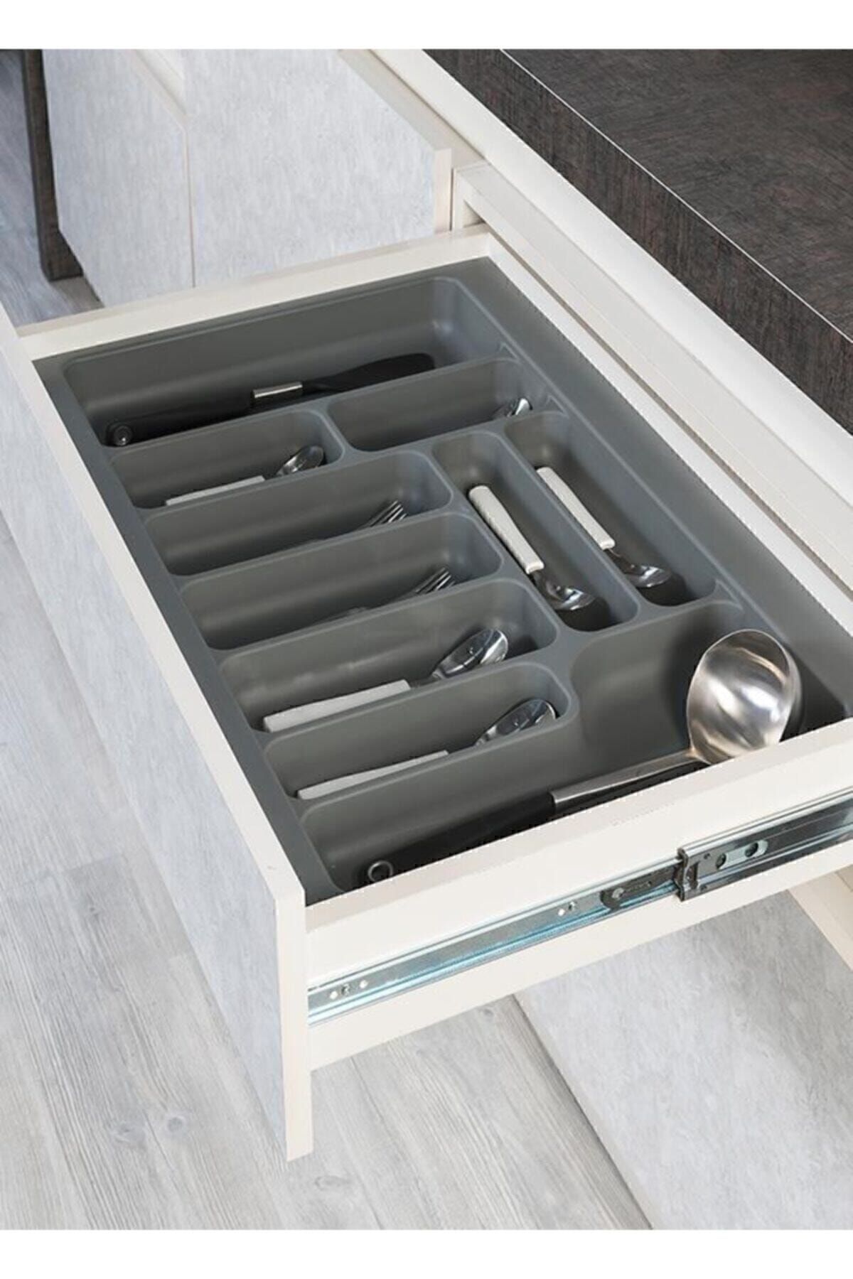 Çekmece Içi Plastik Kaşıklık Gri 64x49 Cm - 58x40 Cm Arası Kesilir 70 Modül