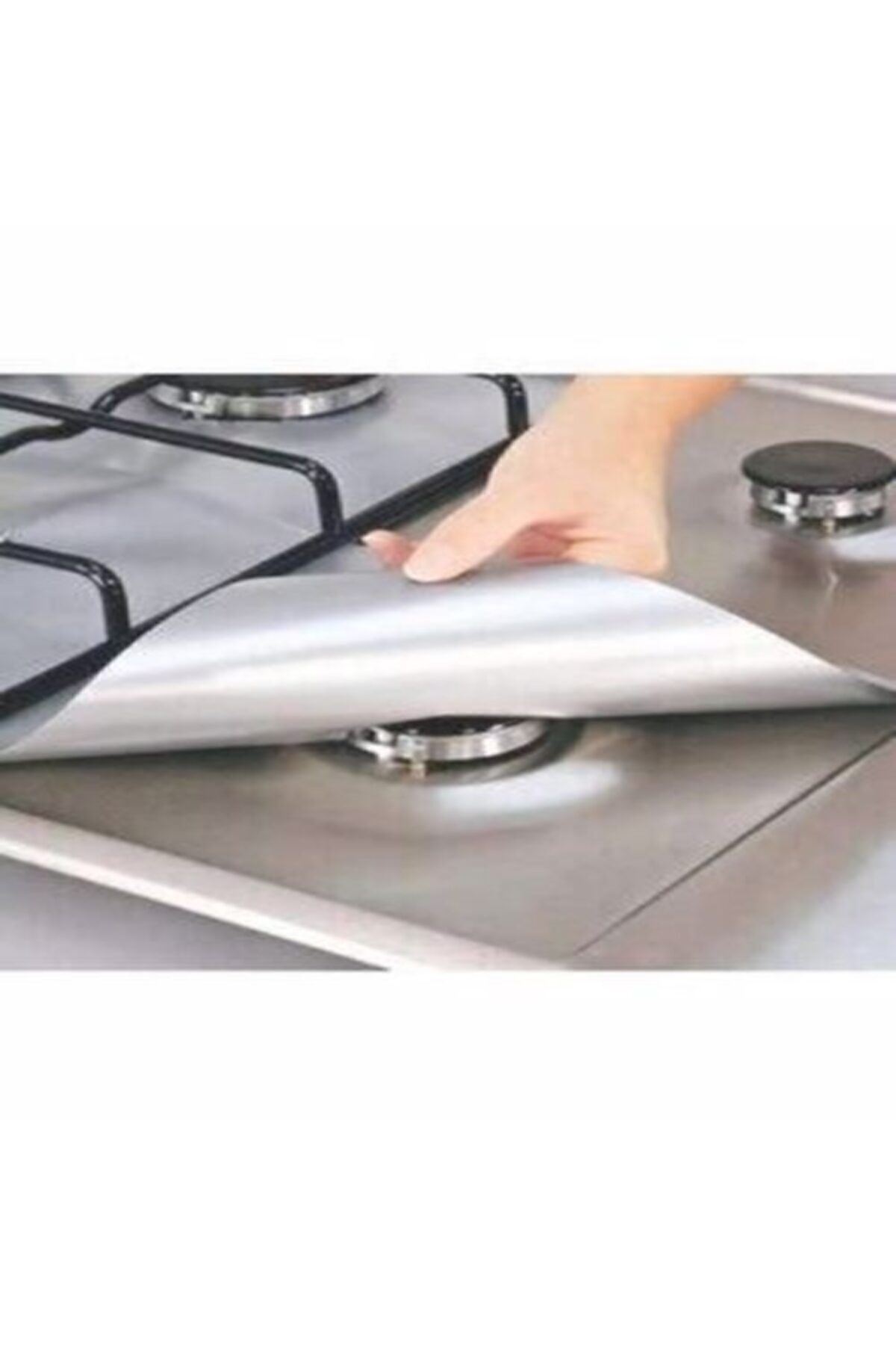 Gri Yıkanabilir Ocak Koruyucu Folyo Kirlenmeyi Önleyen Yanmaz Yapışmaz 4'lü Set Zorlu Lekelere Son